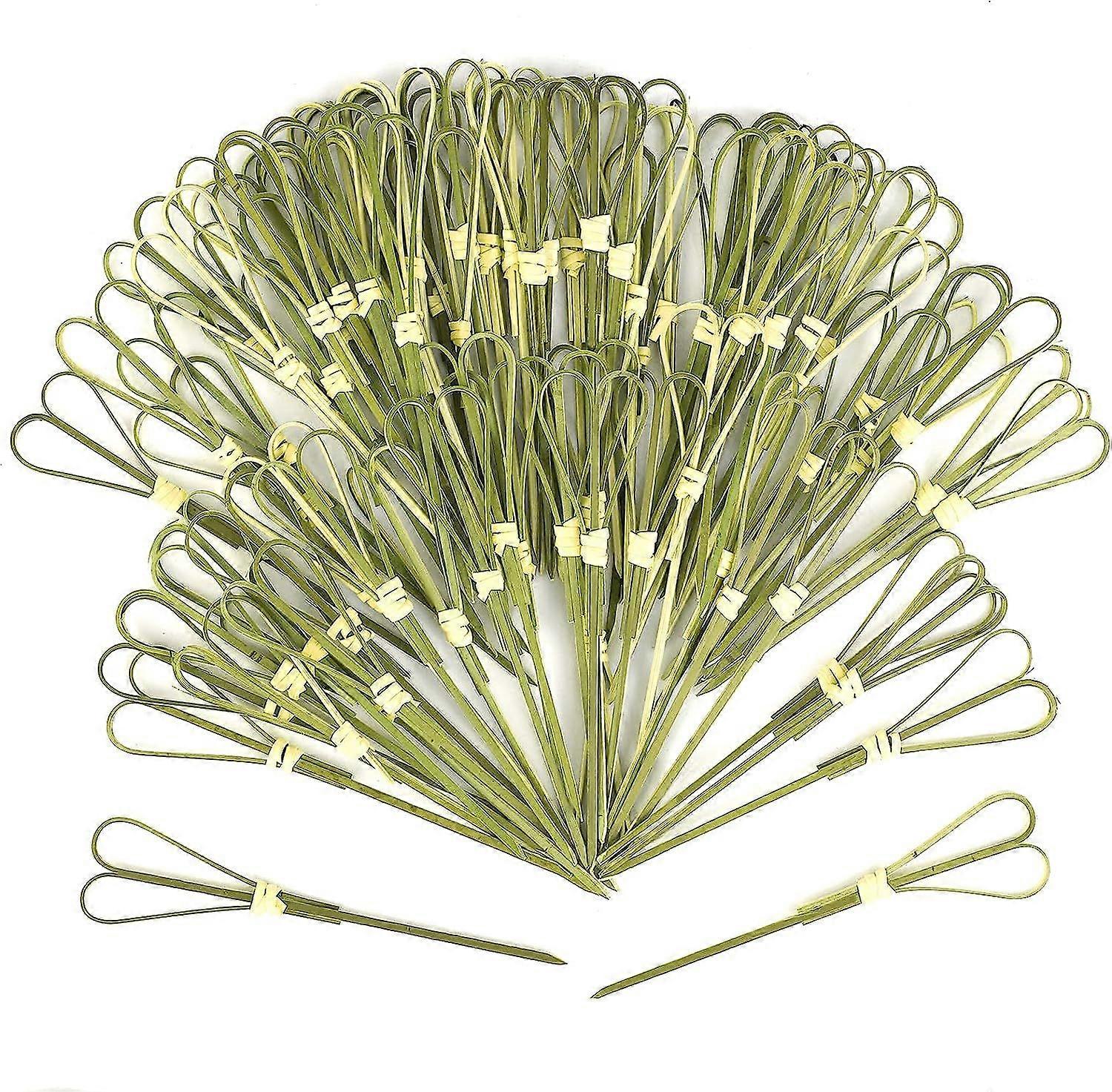 100 pcs Bamboo Cocktail, 4.7 Inch Tropical Wooden Cocktail Toothpicks for Party Appetizer Drink Martini Food Supplies Cake Snack Decorative-Cyan Bambo