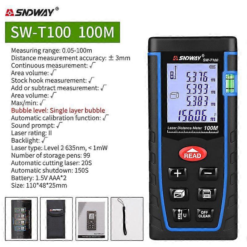 SNDWAY SW T40 T60 T80 T100 Laser Distance Meter Mini Digital Range Finder Professional Laser Trena Tape Rangefinder