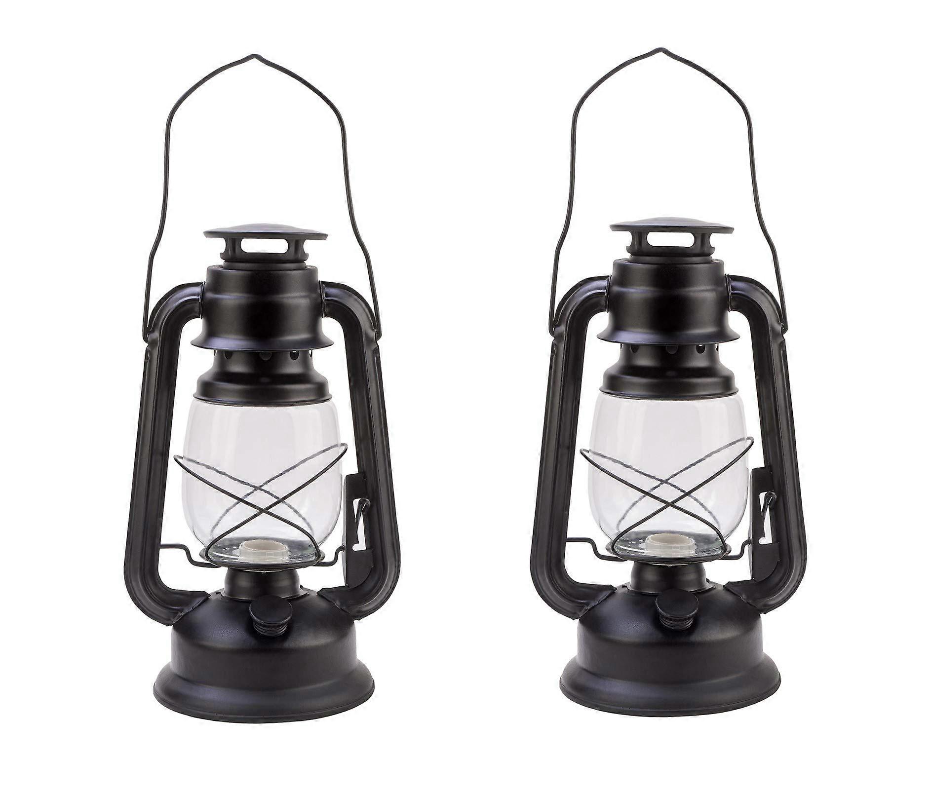 Pack of 2 Vintage Rustic Accent Kerosene Dietz Lantern Electric Oil Lamp with Edison LED Bulb