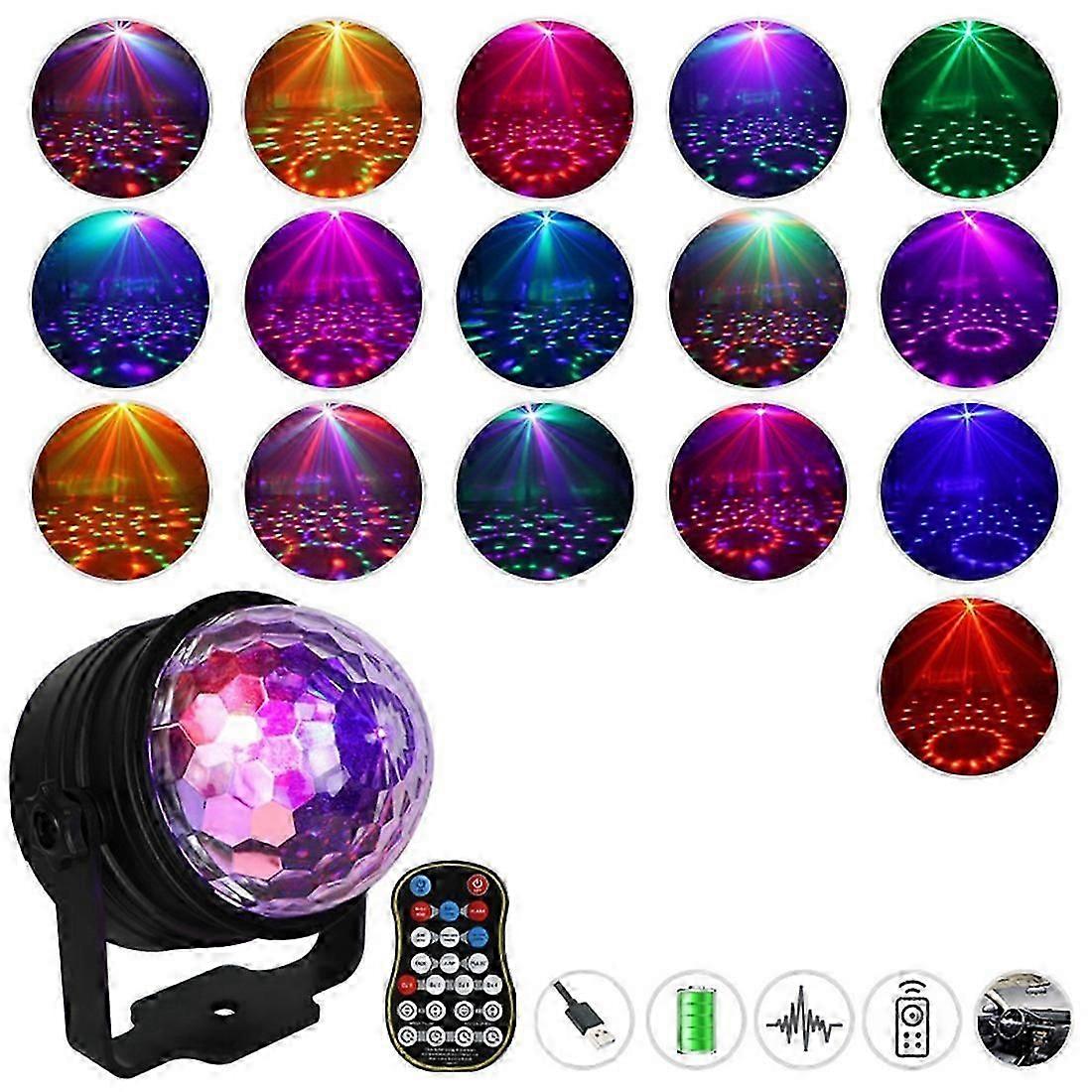 USB Rechargeable Party Light, LED Disco Ball,Voice-Controlled Party Decoration Light with Remote Co