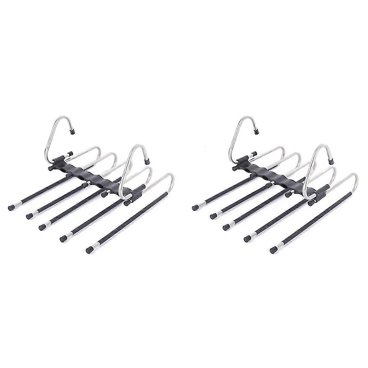 Pants Hangers Space Saving - 2 Pack for Closet Multiple Layers Multifunctional Uses