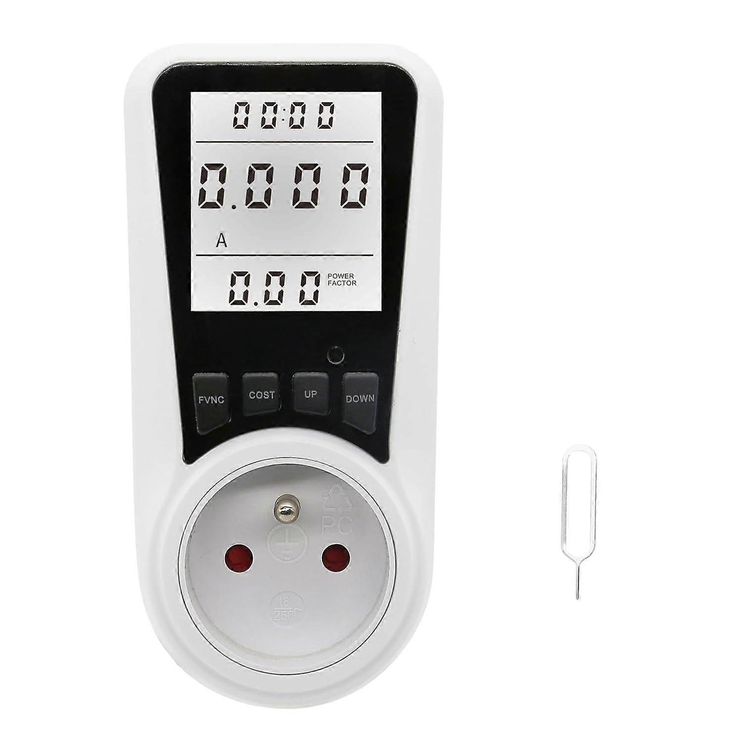 Watt meter energy meter socket, digital energy meter socket, power consumption with 7 monitoring modes, energy saving power usage socket, backlit LCD
