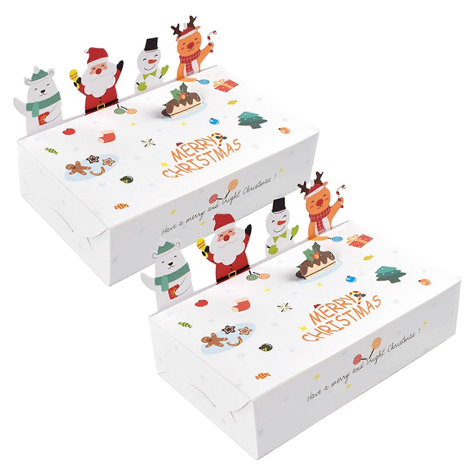 Christmas Gift Wrap Boxes, 30 Pcs 3D Christmas Bakery Boxes for Donuts, Candies, & Biscuits, White Party Favor Treat Boxes
