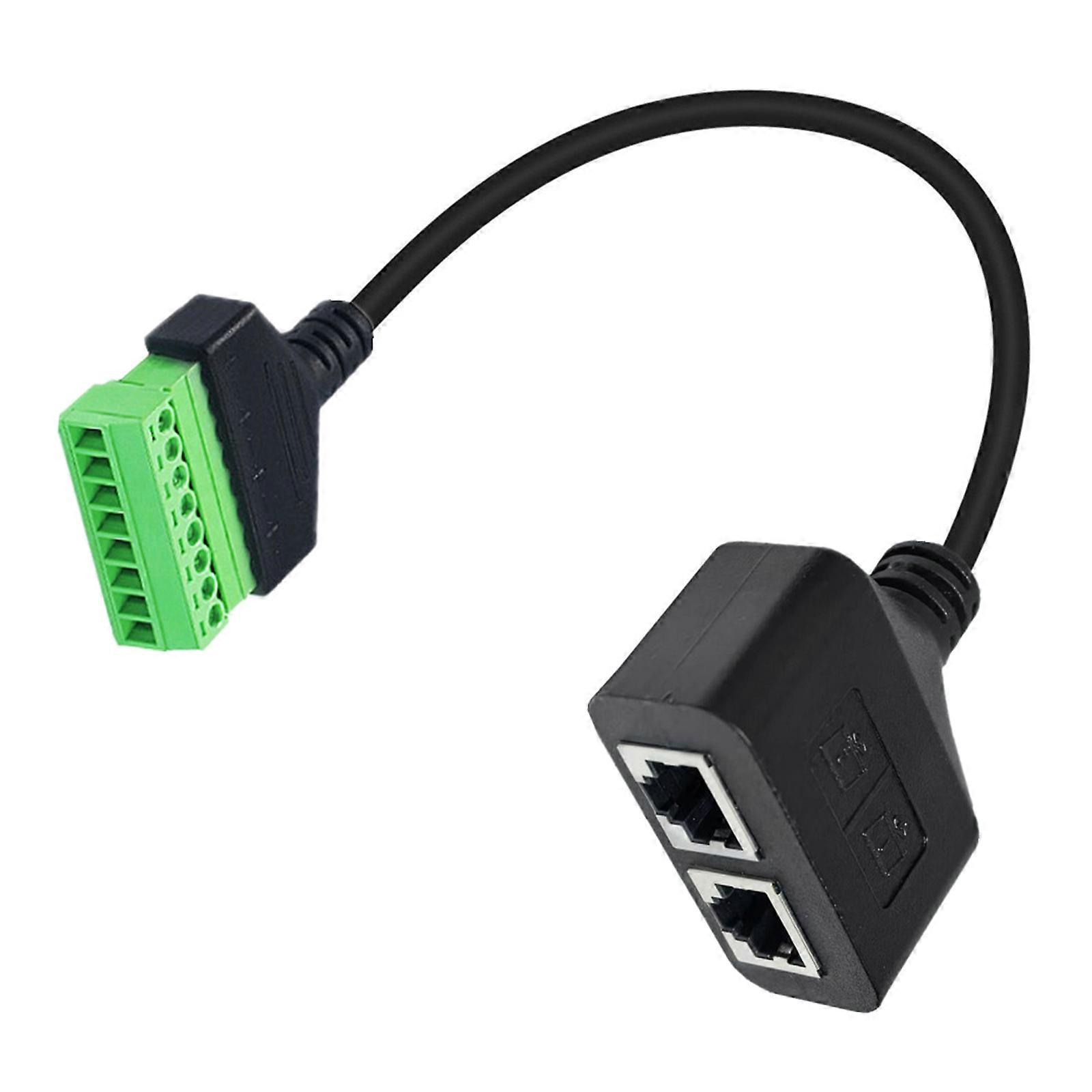2 Port Ethernet Extender RJ45 Cat6 8P8C to 8Pin Terminal Screw Adapter Solderless for Secure Networking Connection