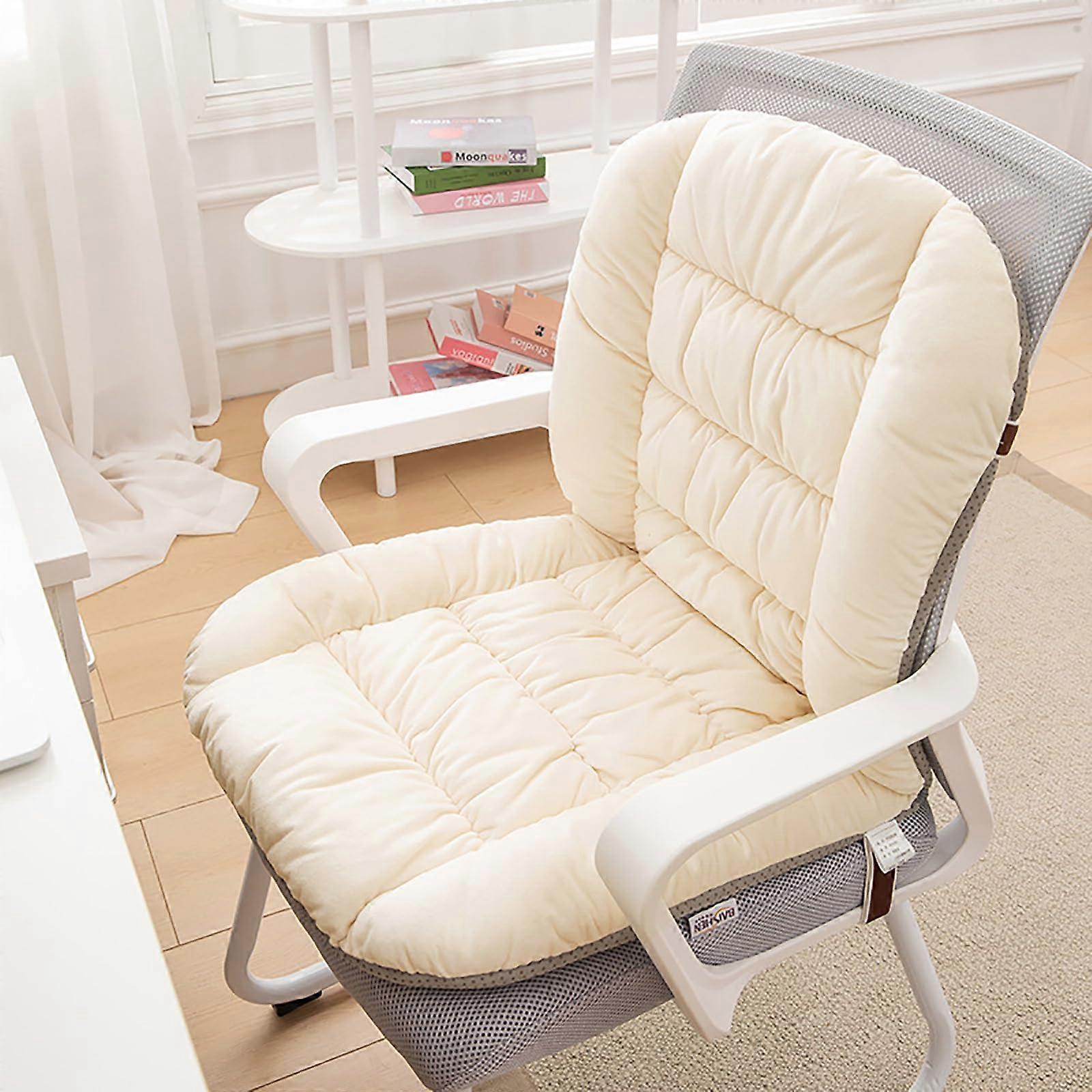Office Chair Cushion With Ties, Soft Plush Desk Chair Back Cushion, One-Piece Dorm Office Home Use, White