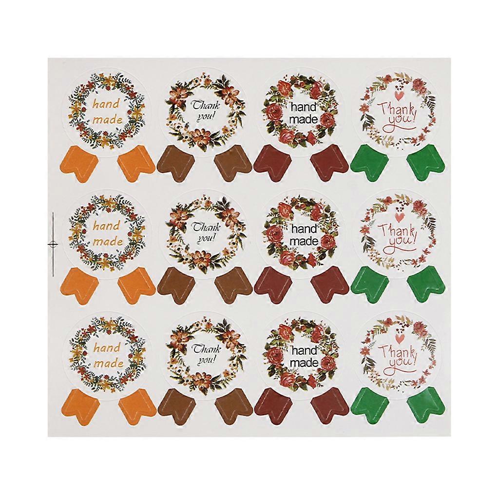 60 φύλλα 720Pcs χειροποίητες ευχαριστίες Floral Bowtie ετικετών στεφανιών κορδελλών γύρω από τις αυτοκόλλητες ετικέτες για το γαμήλιο πάρτι