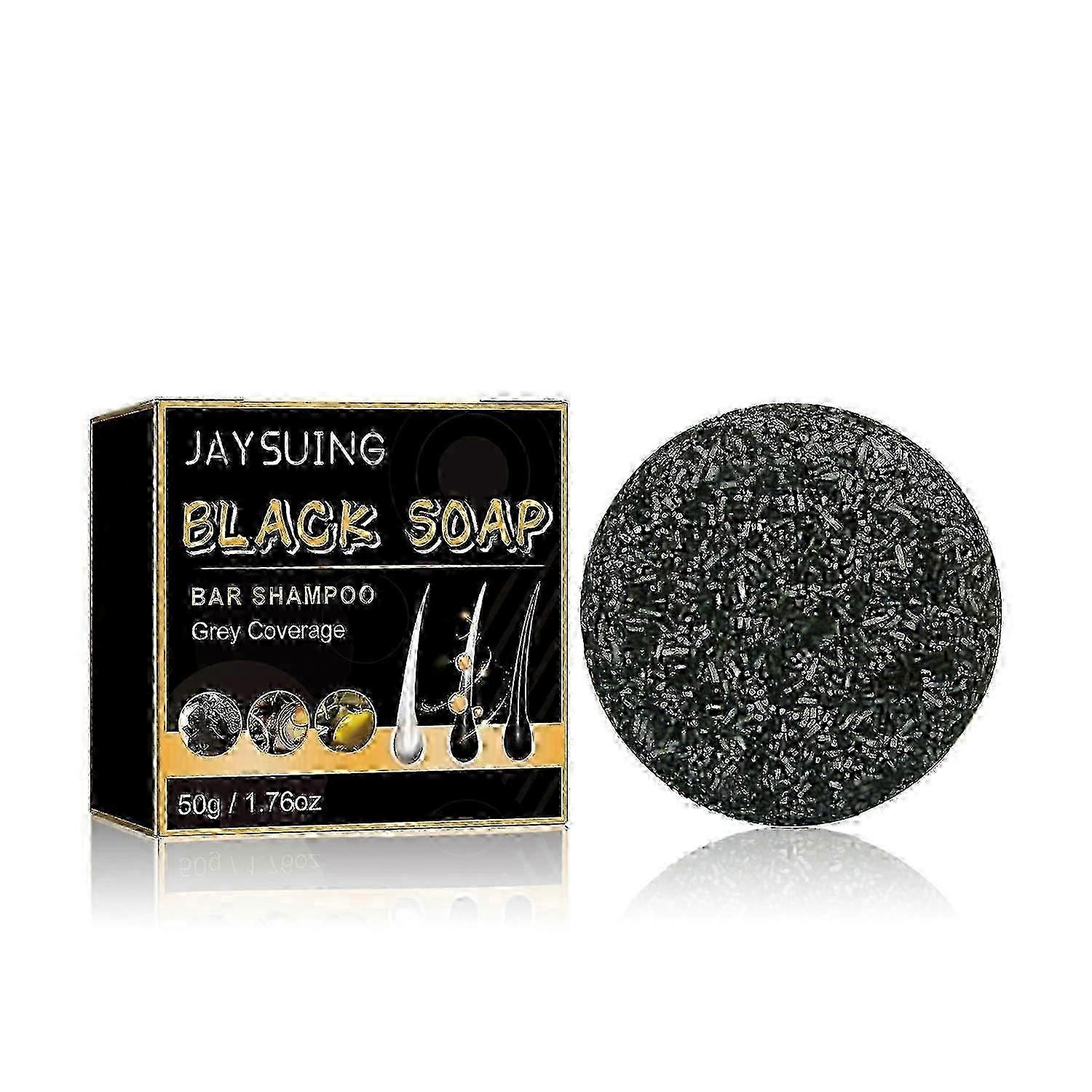 Jaysuing Black Soap, Black Dense Hair Care Clean Scalp Supple And Strong Shampoo Soap