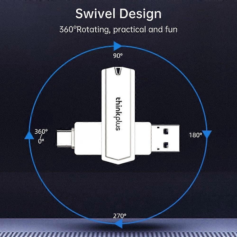 Lenovo thinkplus TPCU301Plus U Disk 128GB USB3.0+Type-C Port Recognition USB Flash Drive Thumb Drive Support Tablet Mobile Phone Computer Laptop MacO