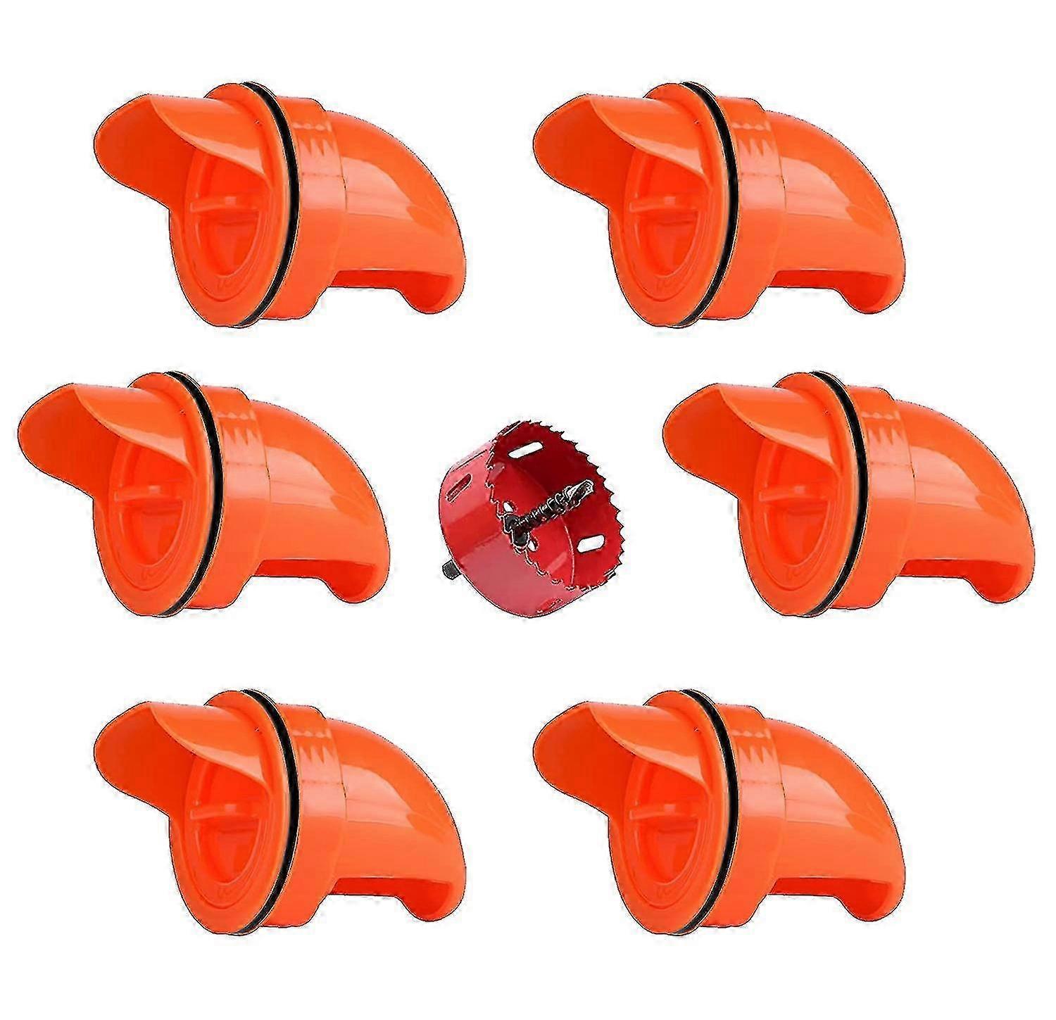 Automatic Poultry Feeder Kit with 6 Ports, Complete with 6 Stoppers and a Hole Saw for No Waste Reuse Suitable for Chicken Care