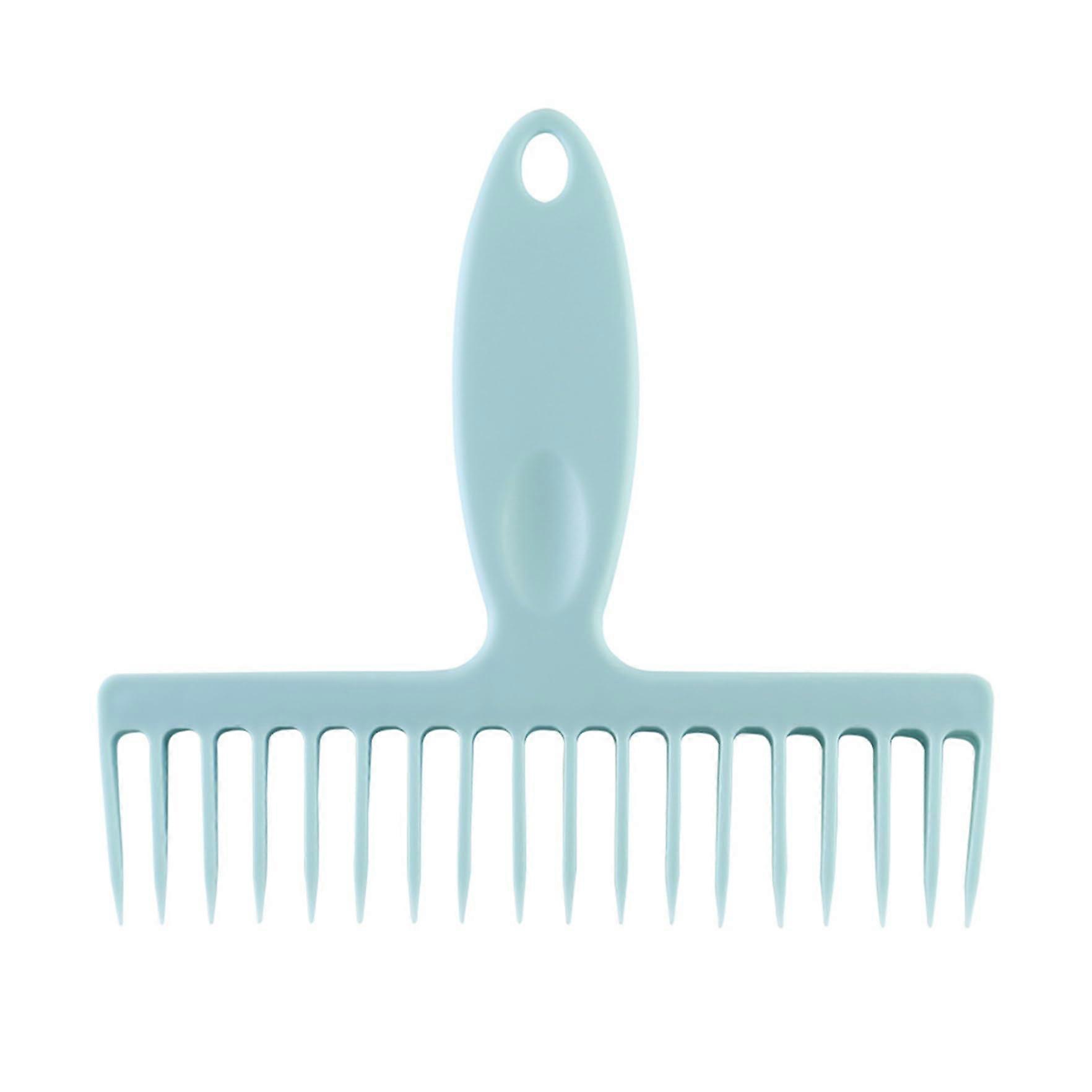 Broom Hair Removal Comb with Handle and Hanging Hole for Bathroom Dra, Blue