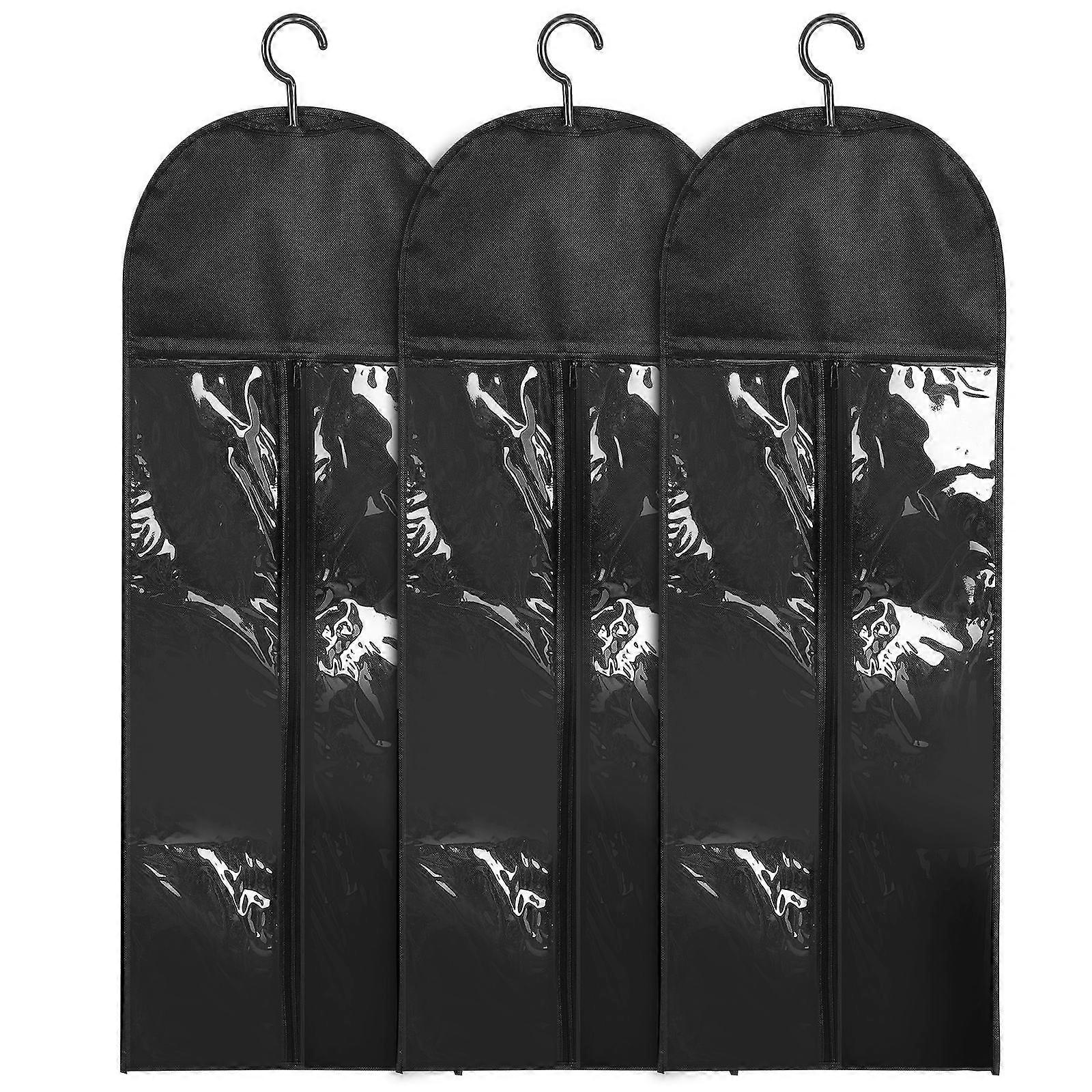 3 Sets Hair Extension Storage Bags with Front Zipper, Hooks for Travel, Dustproof Wig Hangers for Easy Identification and Secure Storage