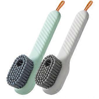 2pcs Liquid Schuhbürste, Liquid Schuhbürste kann hinzugefügt werden Waschbürste mit Flüssigkeit (grün, weiß)
