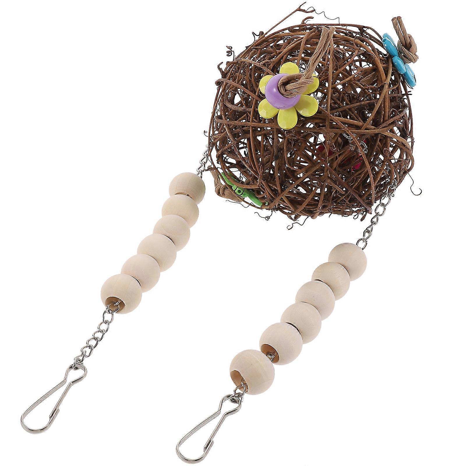 Parakeet Chewing Toy Parrot Chewing Ball Pendant Simple Model Cage Hanging Multi 14x10x31cm Climbing 1Set