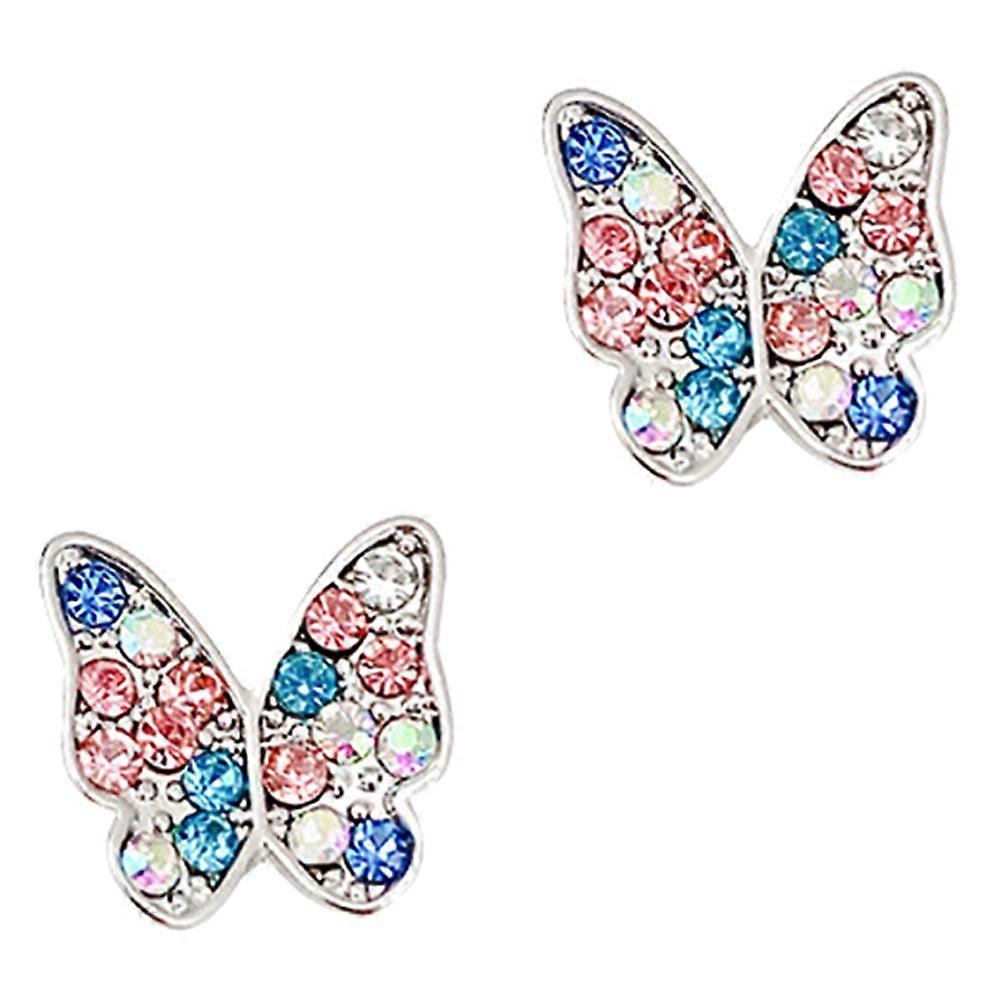 Here's a polished and engaging product description based on your input:
**✨ 1 Pair Colorful Rhinestone Butterfly Earrings – Elegant Statement