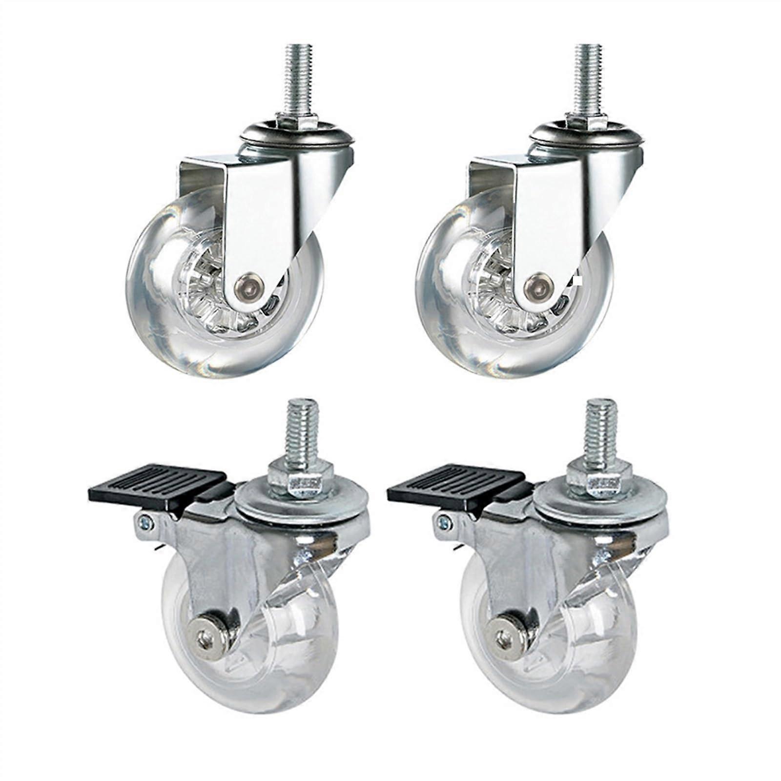 caster, 2/3 inch, transparent universal wheels with M8 x 15 mm threaded shaft, industrial casters, wheels for carts, workbench casters