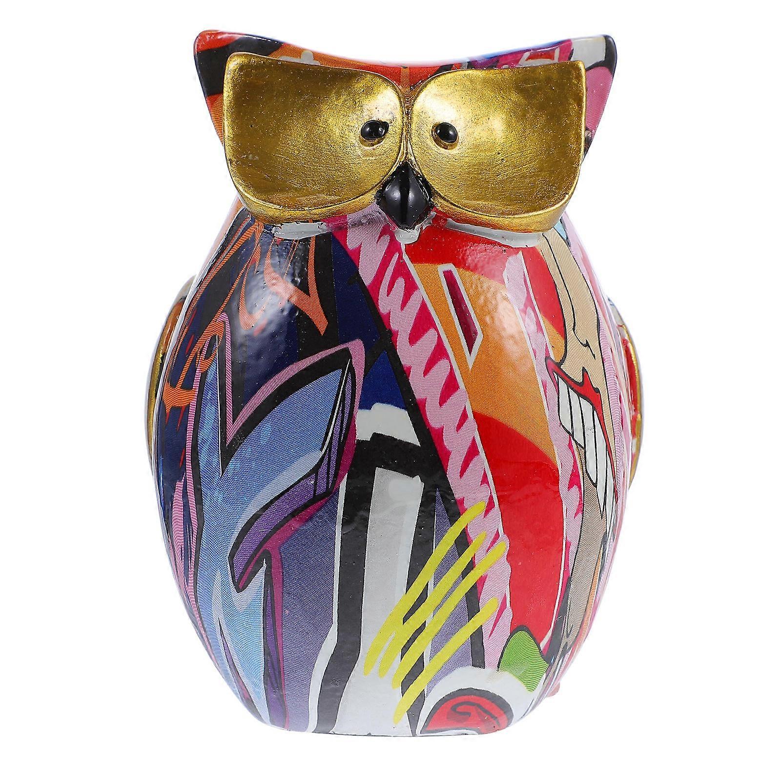 Creative Colorful Resin Owl Ornaments Vivid Design Office Desktop Ornament Large 19.00x13.50x12.50cm 1Set