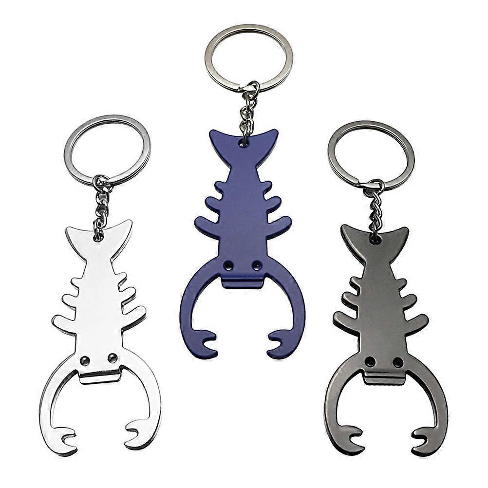 Metal Lobster Shape Key Chain with Bottle Opener 3Pcs Assorted Color Key