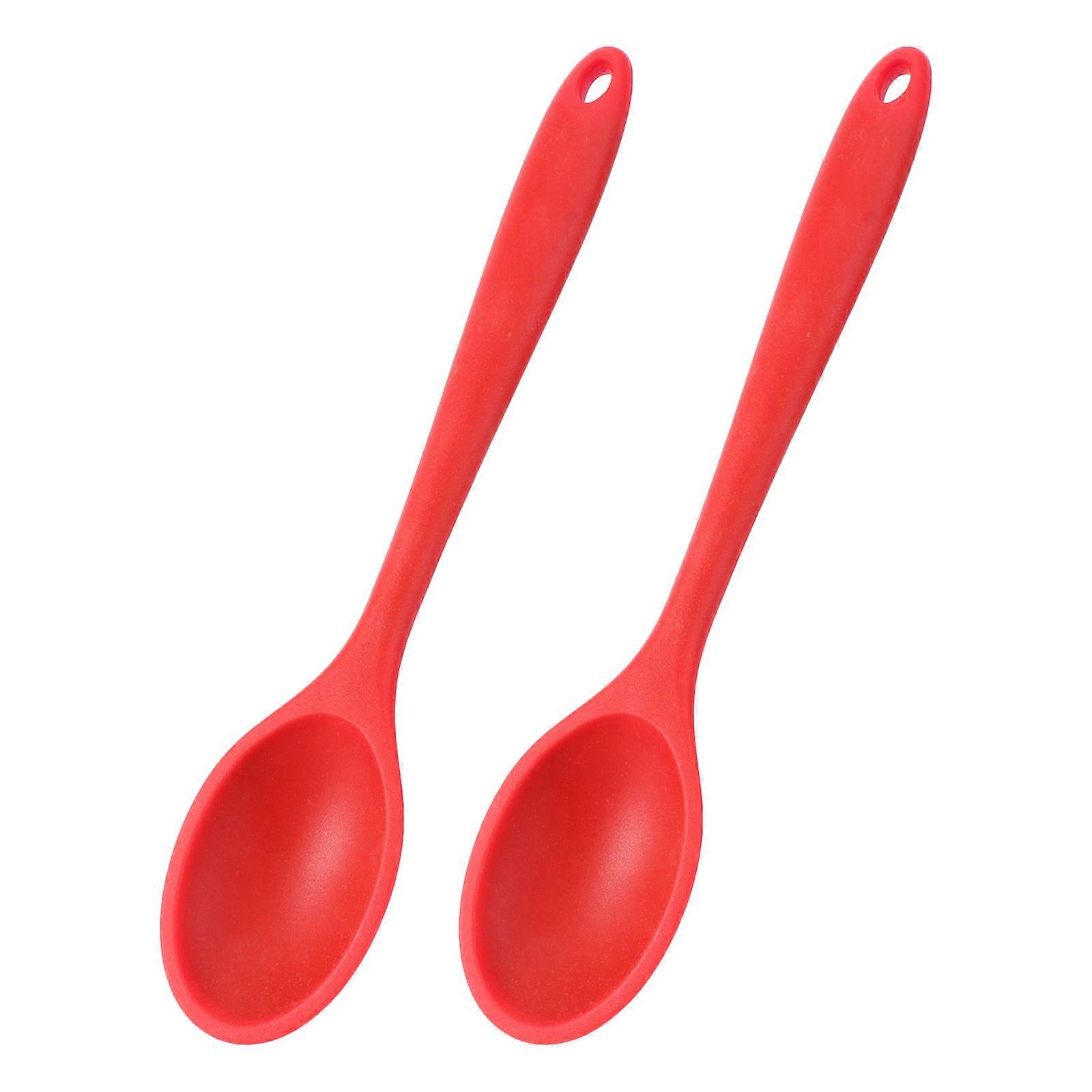 Kitchen Utensil 2Pcs Red Serving Scoop with Eco-Friendly Silicon for Kitchen Use