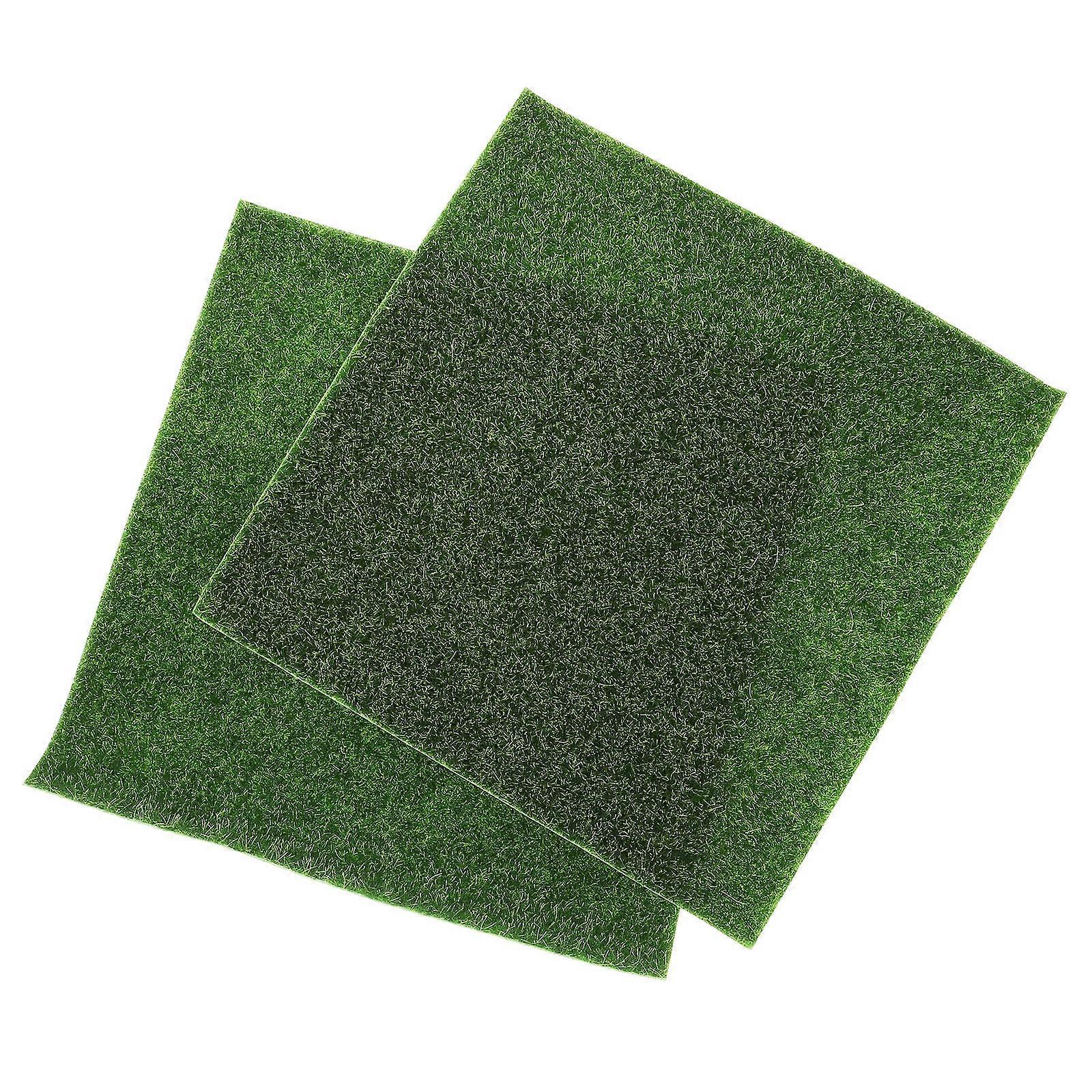 Lawn Decoration Model Artificial Grass Miniature Realistic Shape PVC 30x30x0.8cm 2Pcs