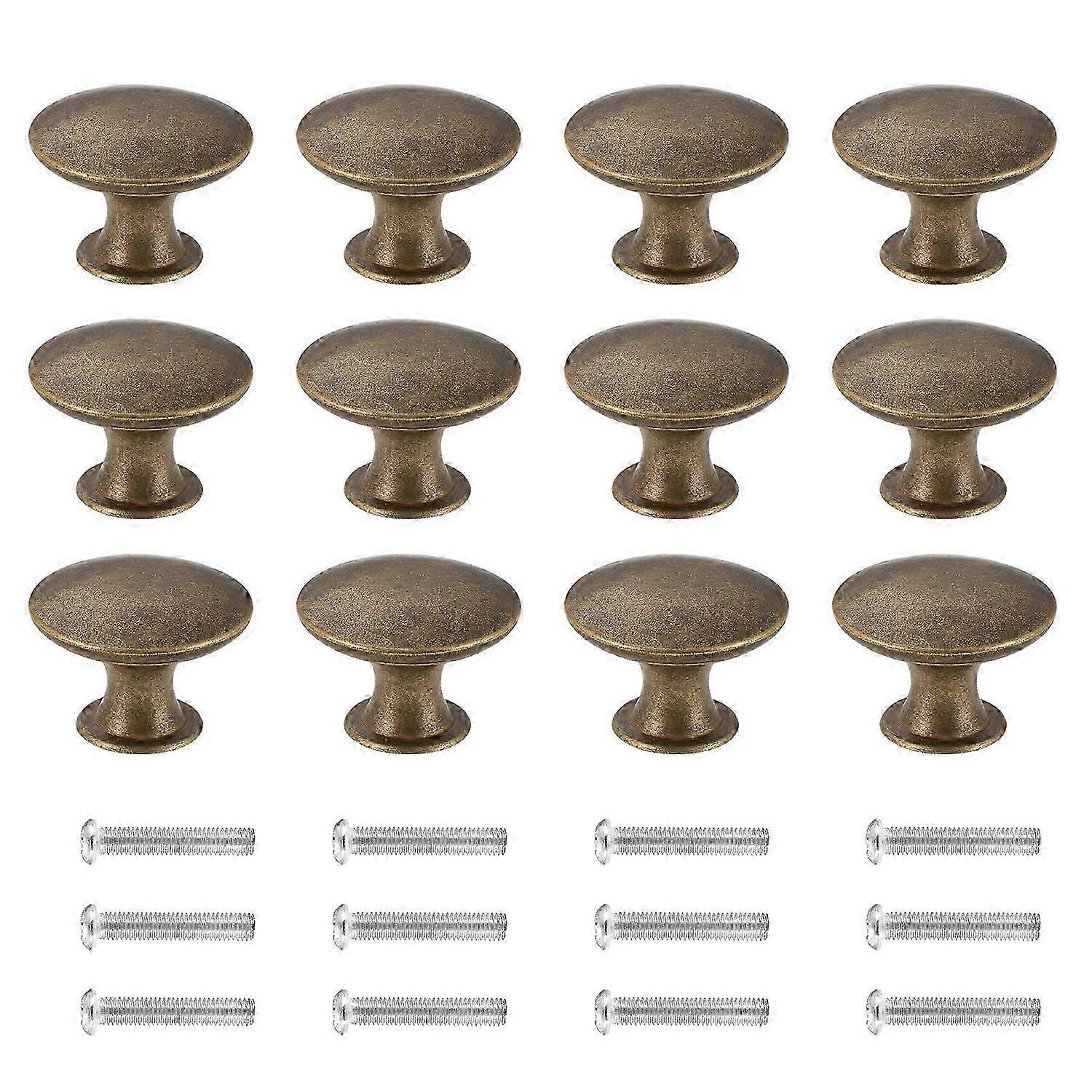 12 Chic Vintage Antique Brass Cabinet Knobs for Kitchen Cabinets - 30mm