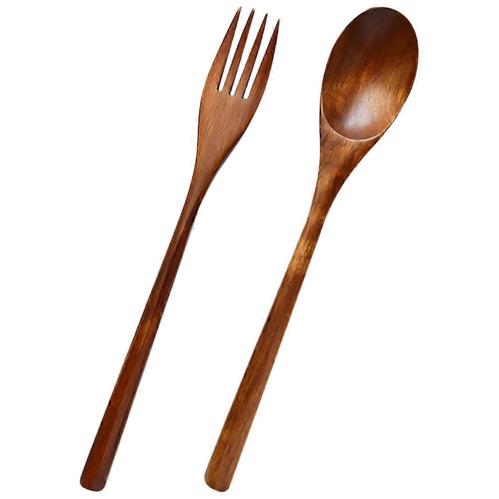 Wooden Dessert Spoon Fork Picnics Reusable 1Set