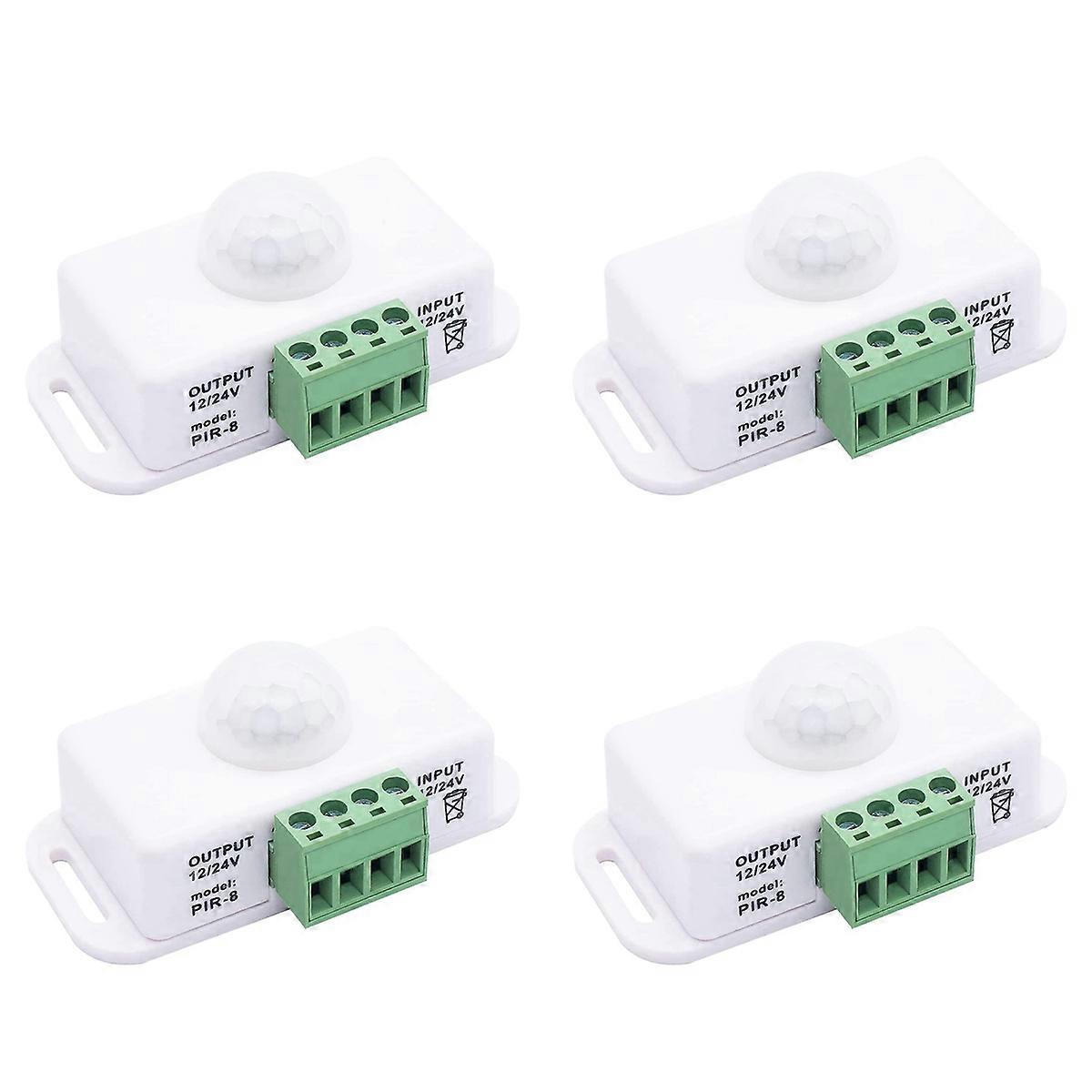 4X DC 12V 24V PIR Motion Sensor Function Controller LED Switch Body Infrared Switch Motion Timer Whi