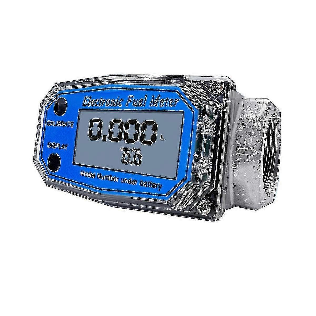 25 Digital Turbine Flow Meter For Measuring Gasoline Water Sea Liquid Flowmeter Blue