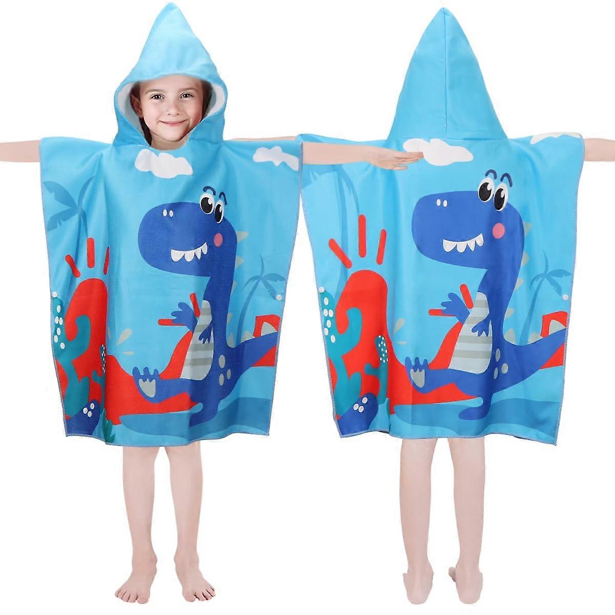 's Bath Poncho with Hood, Microfibre Towel Dino (85110 cm) Blue Dino