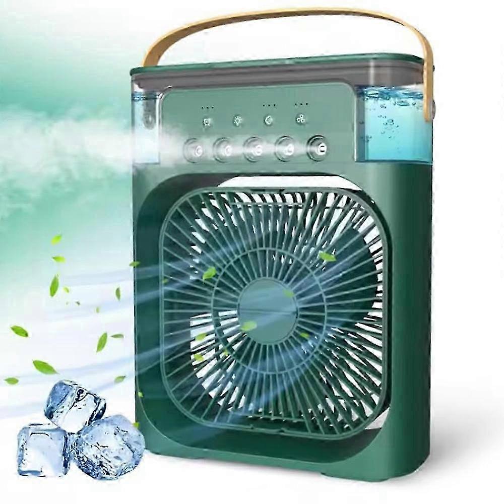 Mini Humidifier with 5 Holes, Cool Mist Diffuser, 7-Color Night Light & Desktop Cooling Fan for Home or Office Use