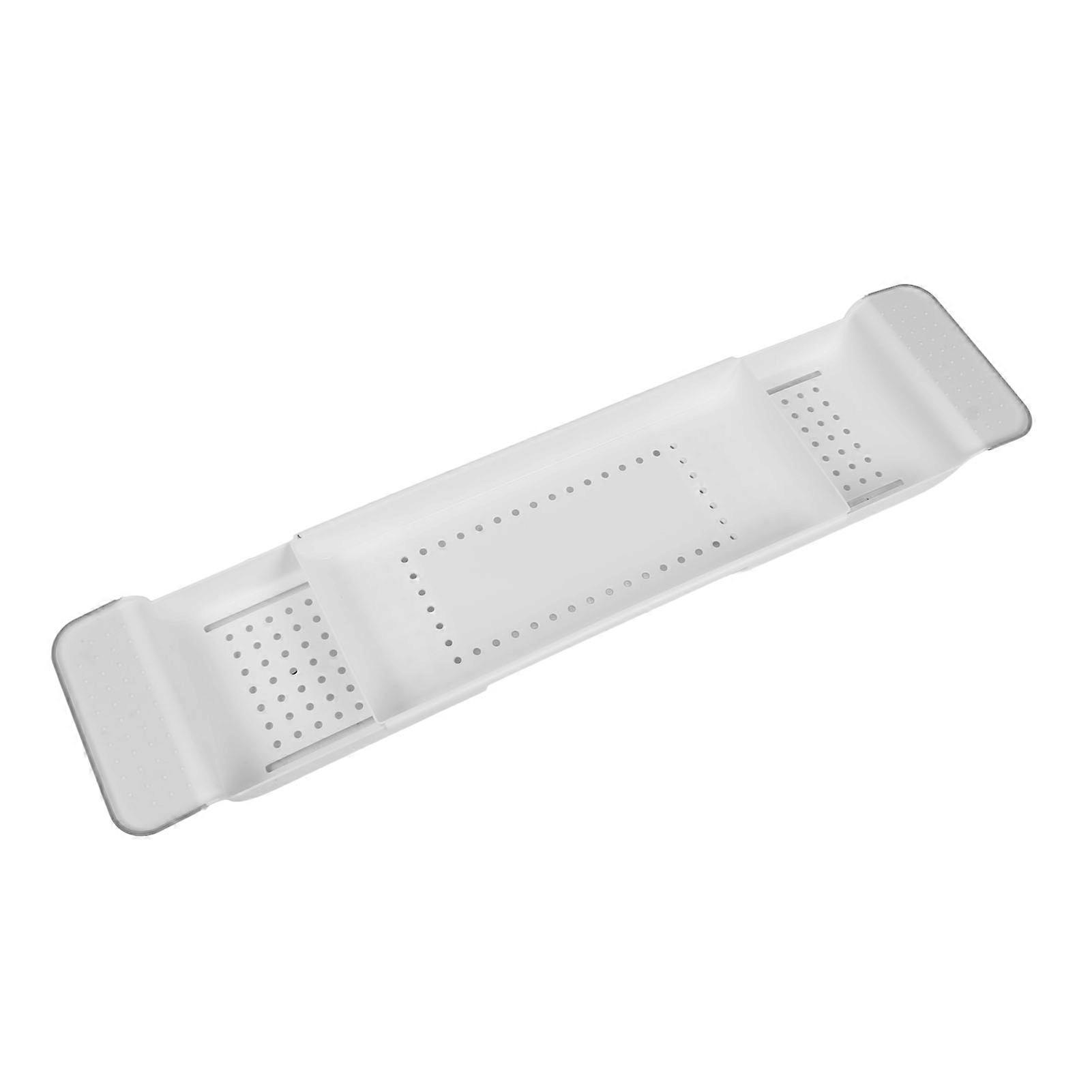 Expandable White Plastic Bathtub Tray with Draining Design 620g
