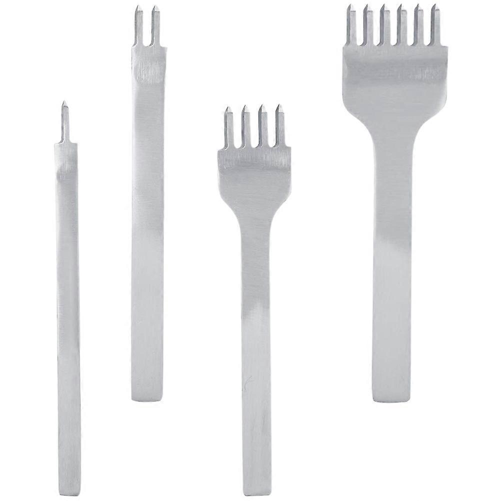 Crafts Punching Tool Steel Hole Punches Diy Leatherworking Tools Silver 5mm Hole Spacing 4Pcs