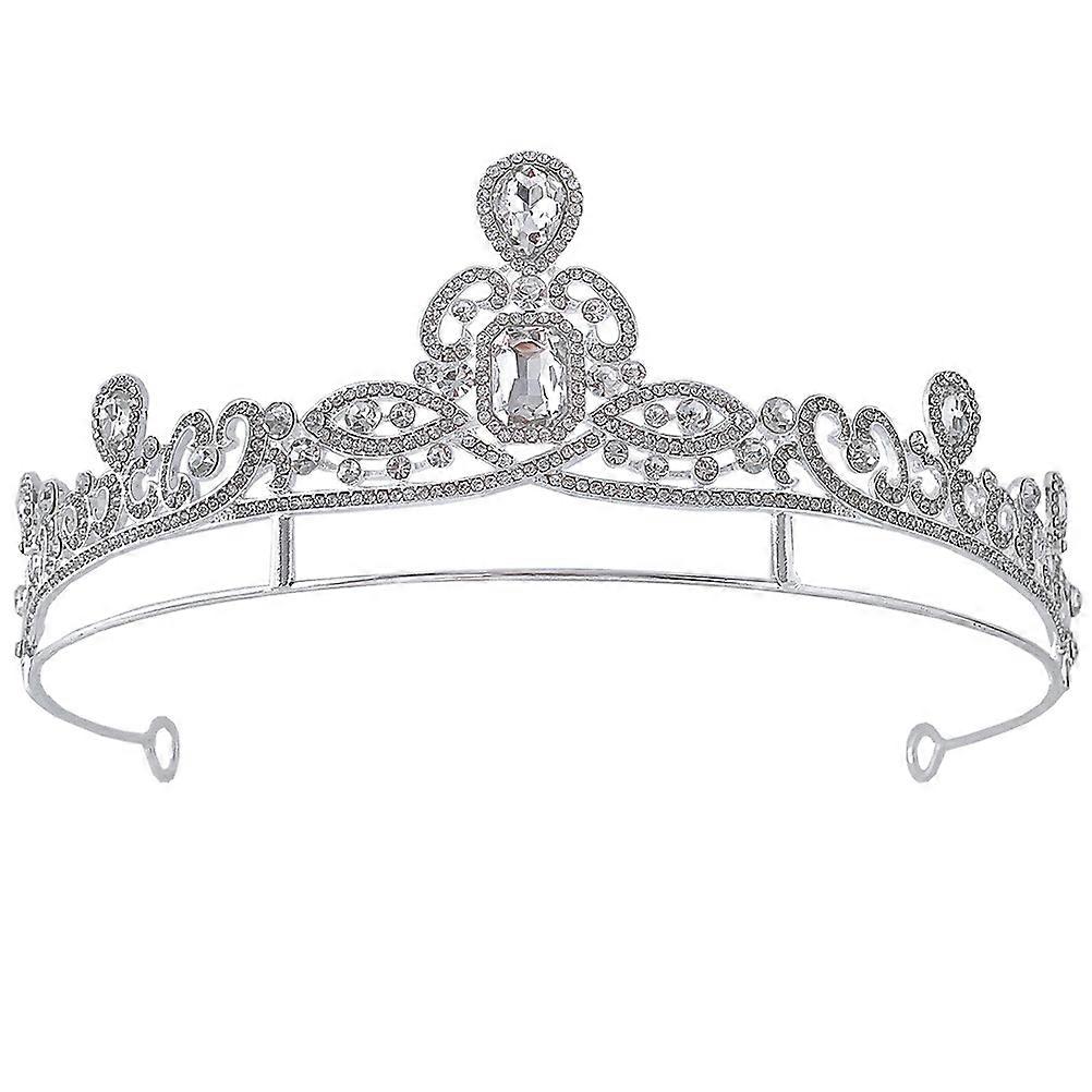 Diadème de couronne de mariage élégant en strass pour femmes Coiffe de mariée en argent pour les mariages, les bals de finissants, les anniversaires et les fêtes d’anniversaire glamour