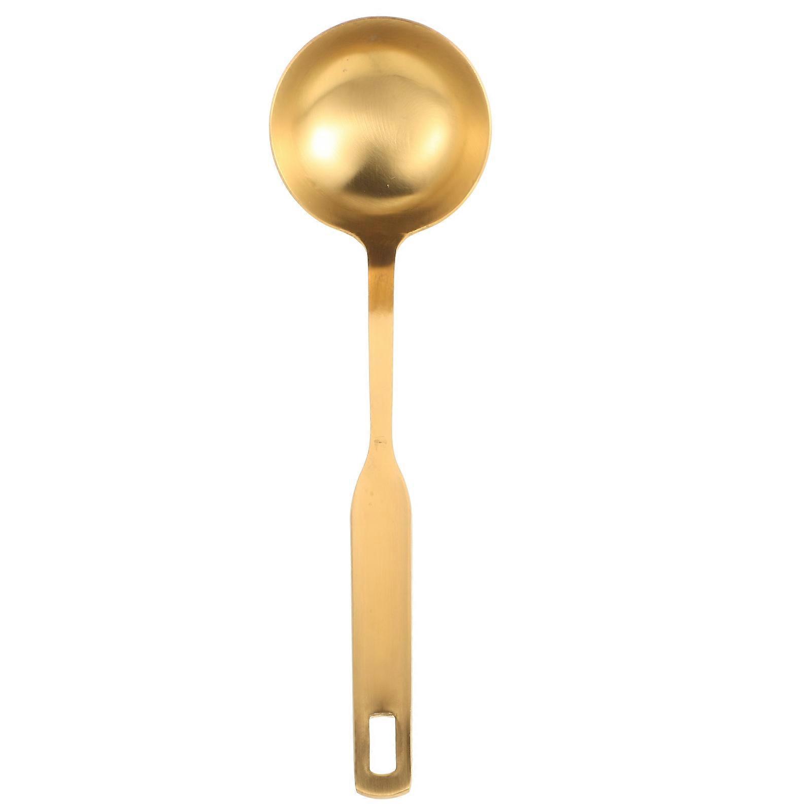 Large Serving Spoon Stainless Steel 10 Inch Golden Color For Professional Chefs Soup Straining 1Pcs