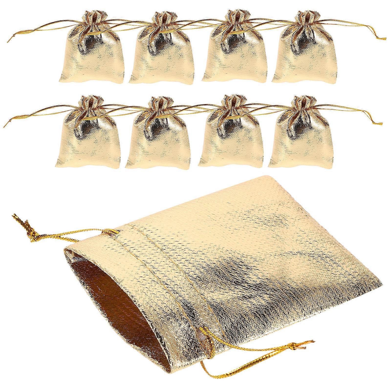Holiday Goodie Bags Drawstring Bag Secure Closure Parties Christmas Golden Elegant Design 50Pcs