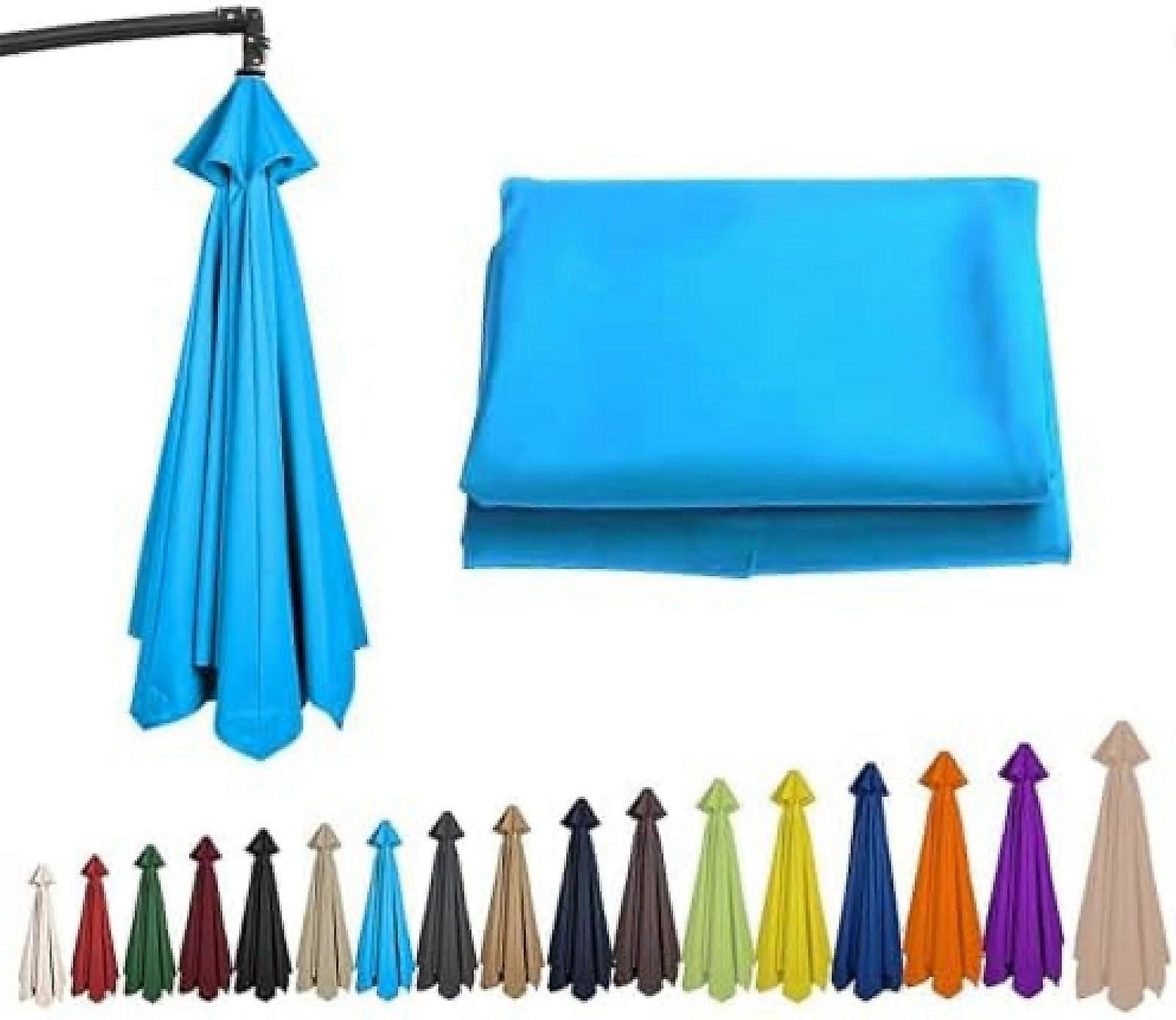 Umbrella Replacement Canopy 200-350 cm, UV Protection Waterproof Sea Blue, 6.5 Feet 6 Ribs for 6/8-Arm Umbrellas
