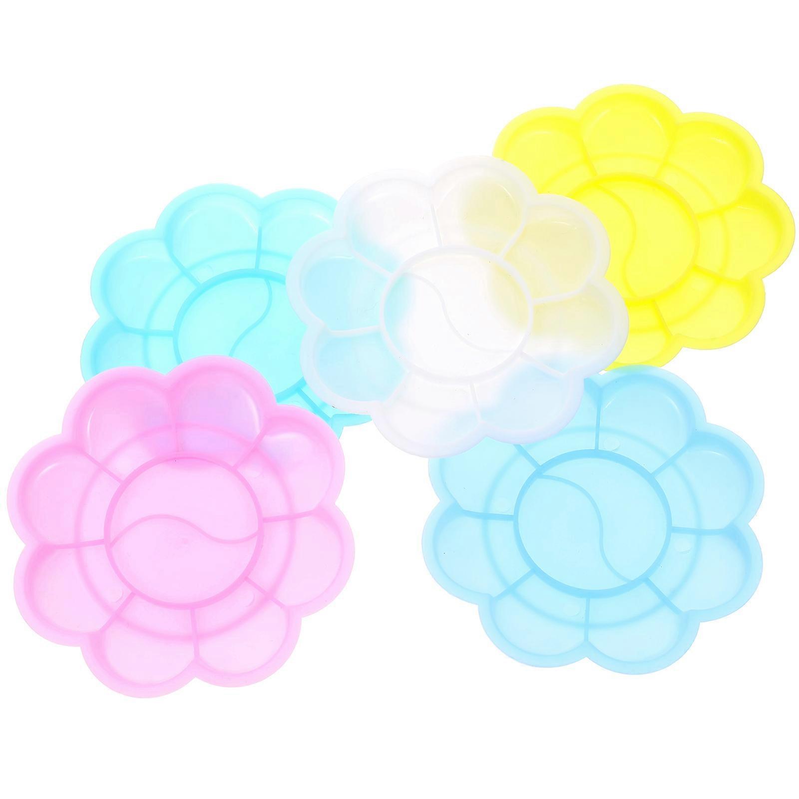 Flower Shaped Painting Trays Plastic Art Supplies for Painting Use Assorted Color Lightweight and Durable 100Pcs