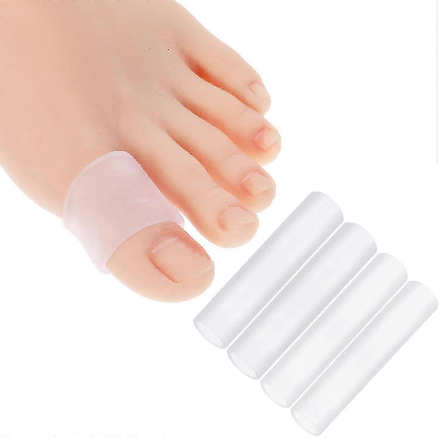 4 Pack Silicone Toe Sleeves Cuttable Gel Big Toe Protector Sleeves Soft Corn Protector Pads Essential Care