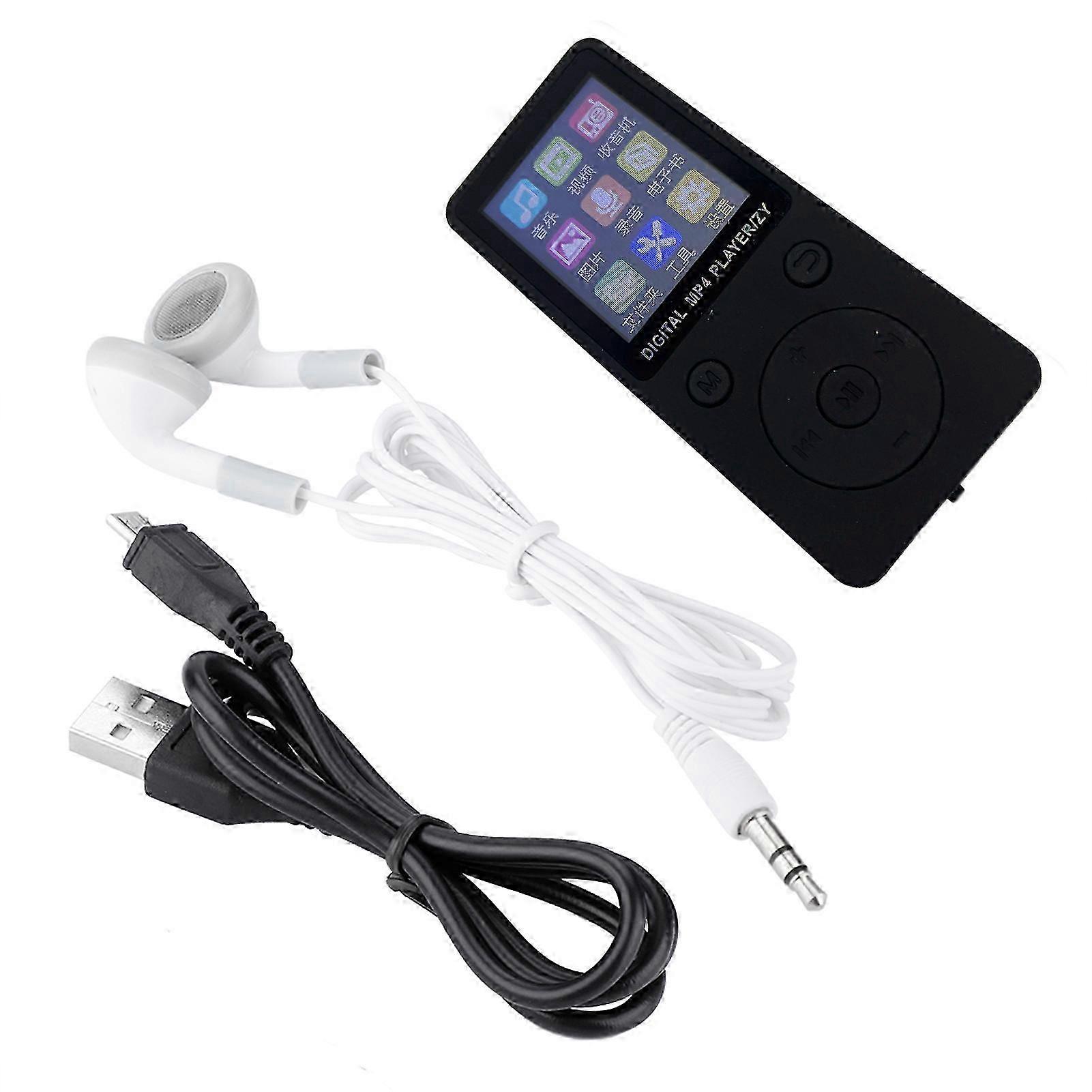 Portable MP4 Music Player with 32GB TF Card Support and Headphones, Long Battery Life, Black