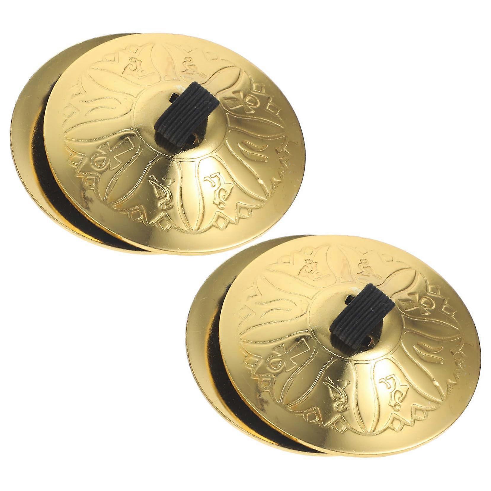 2 pairs of finger cymbals made from small cymbals for belly dance and rhythm play, easy to clean and for small hands.