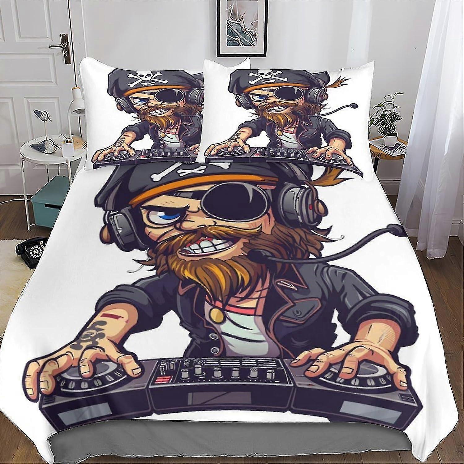Hip Hop Themed 3 Piece Bedding Set with Duvet Cover and Pillowcases, 3D Print Art and Hidden Zipper Closure