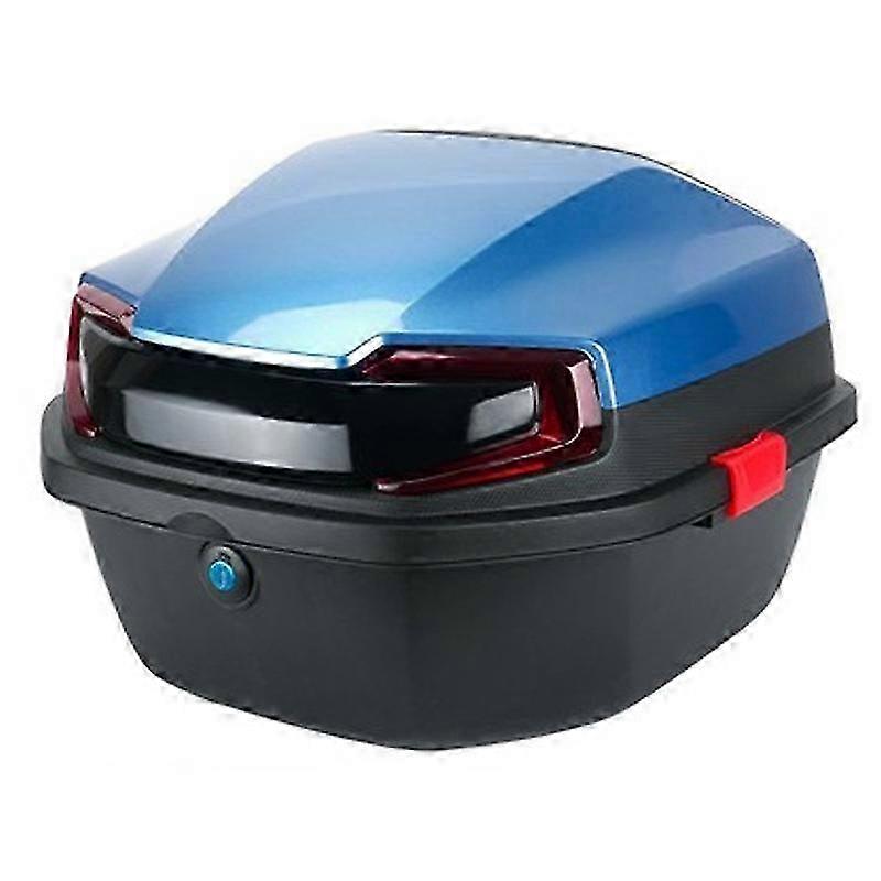 Large Capacity Rear Box with Smooth Surface and Color Blocking for Motorcycles and Electric Vehicles - Blue