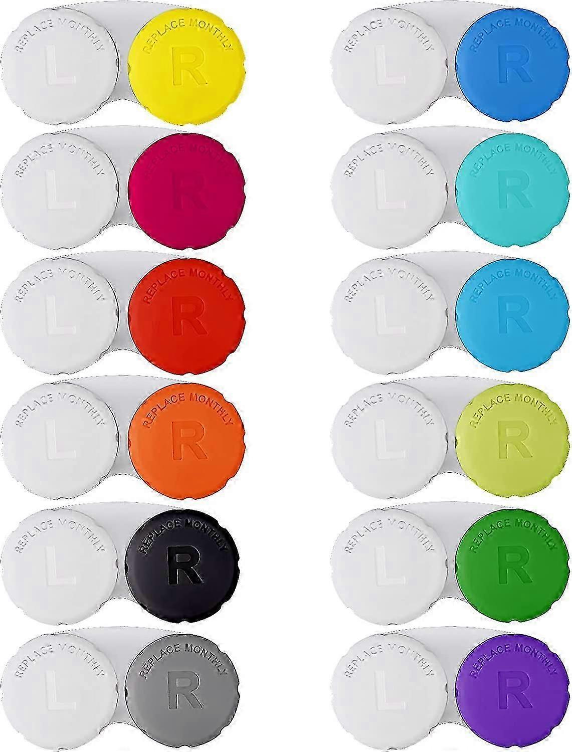 12-Piece Mini Contact Lens Case Set for Left & Right Eyes