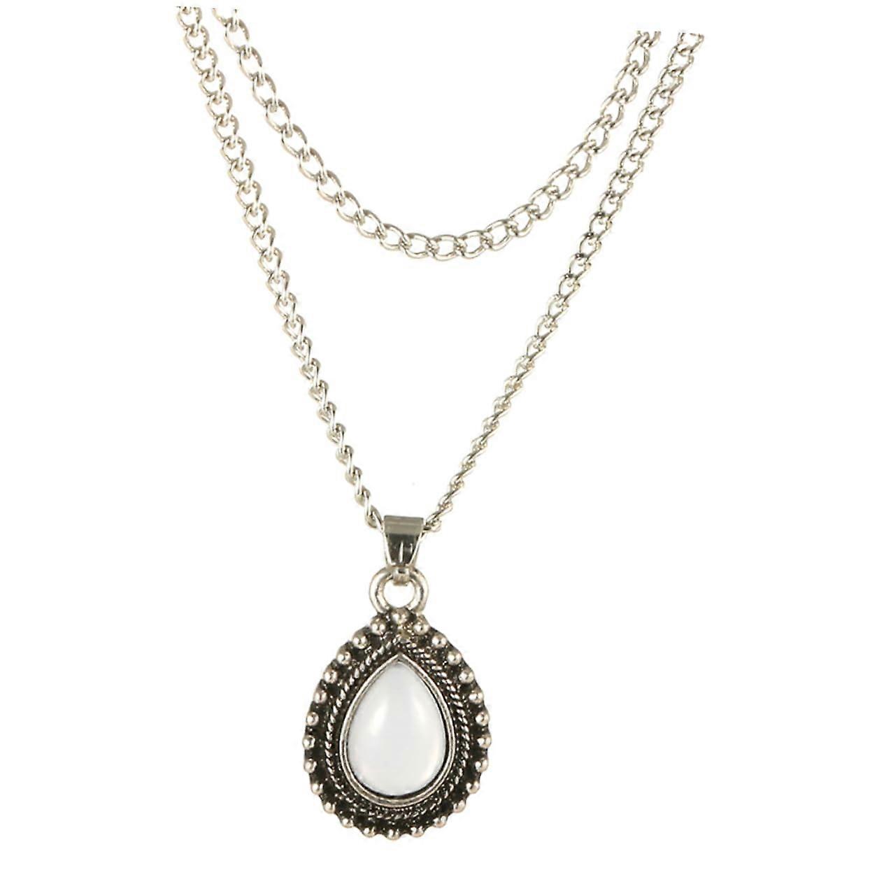 Chunky Double Layer Vintage Choker Necklace - Layered Jewelry in Silver for Women, Bohemian Style Statement Piece
