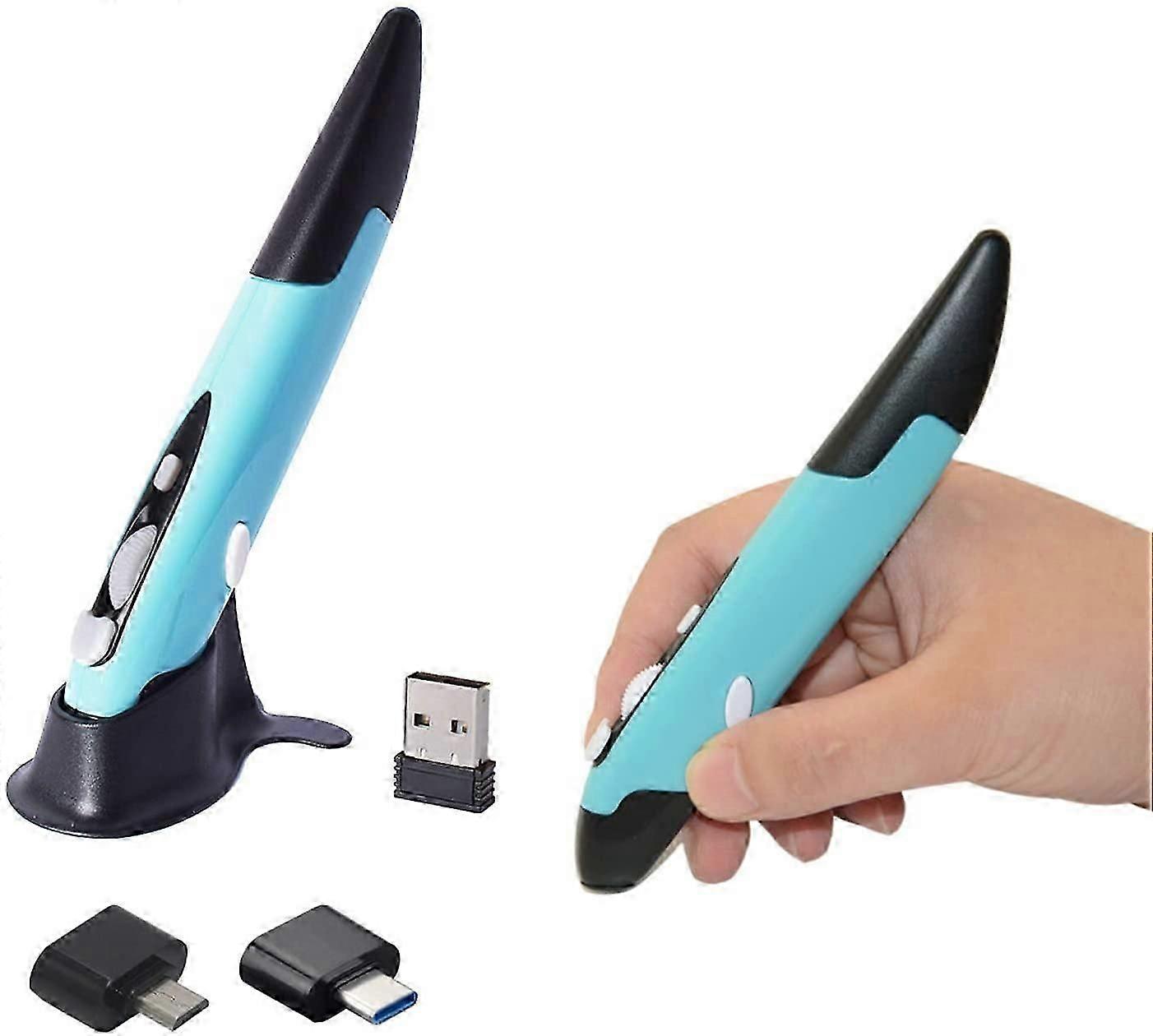 2.4GHz Wireless Mouse with Laptop, Ergonomic Adjustable DPI Ratchet, with Adapters (Blue)