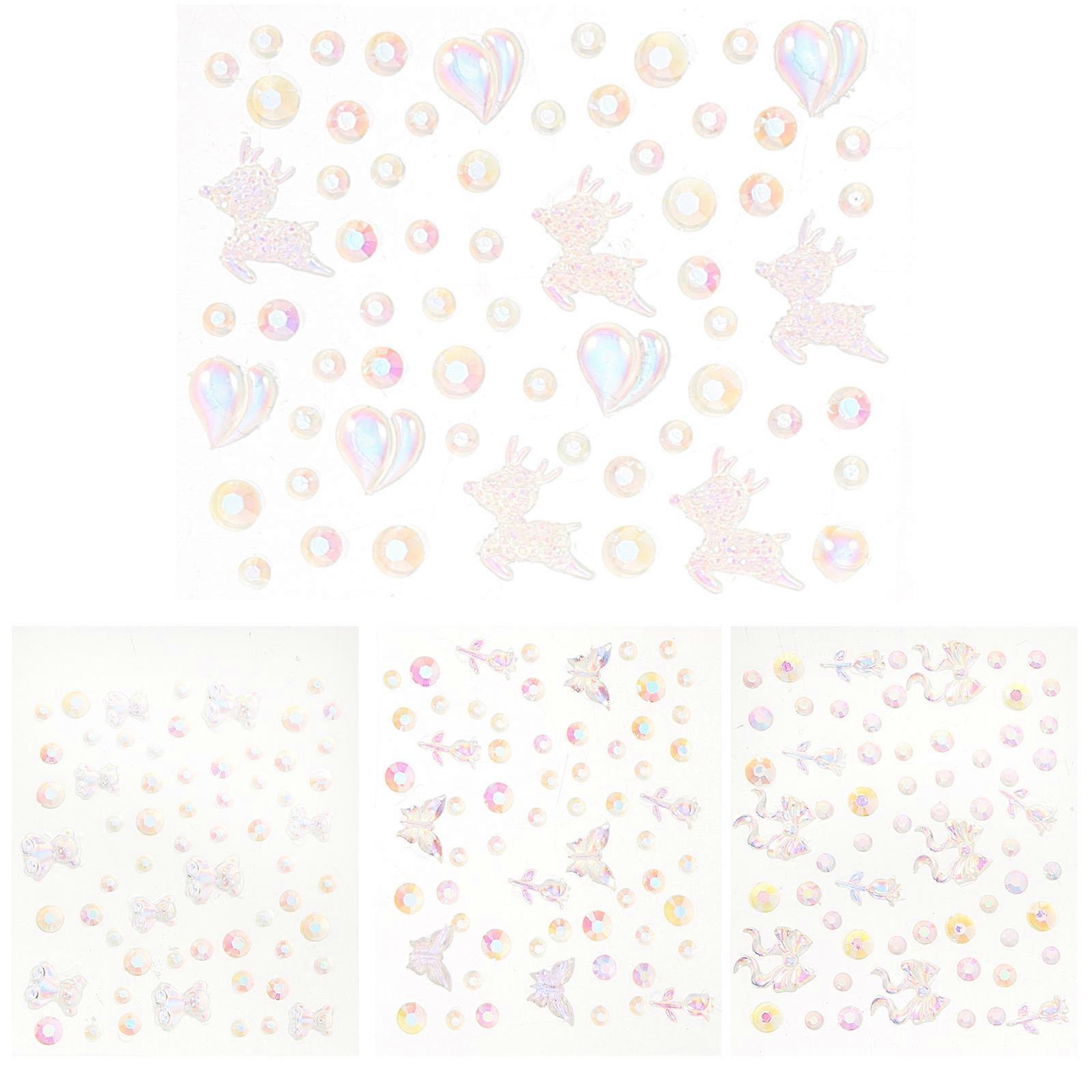 Nail Decoration Gems Square Shape Plastic Material Diy Craft 4 Sheets