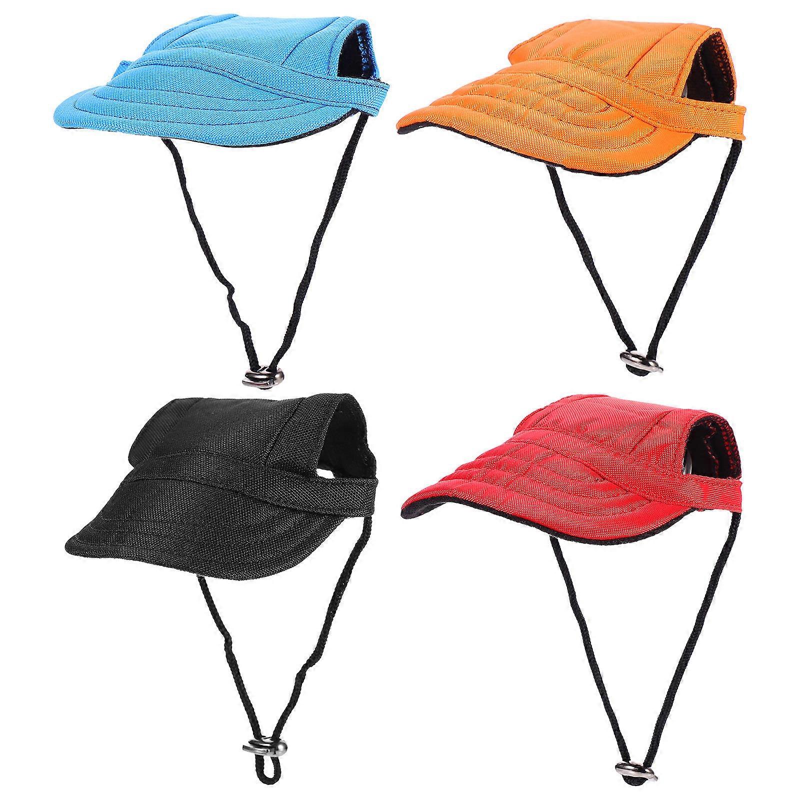 Sport Hat for Pet with Ear Holes and Adjustable Strap Orange Firm Buckle 4Pcs