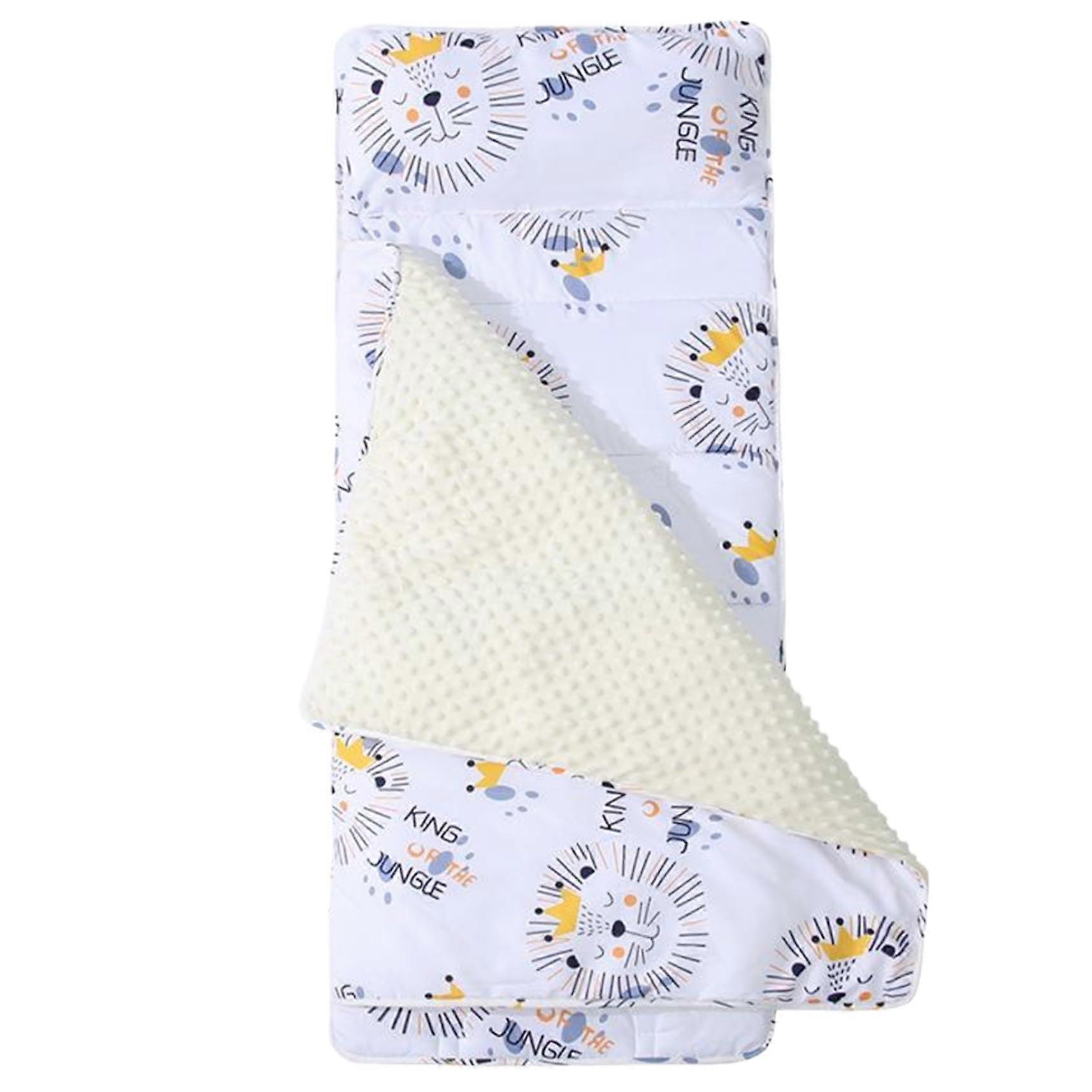 Toddler Nap Mat with Pillow and Blanket, NonSlip Sleeping Bag for Daycare (Lion)