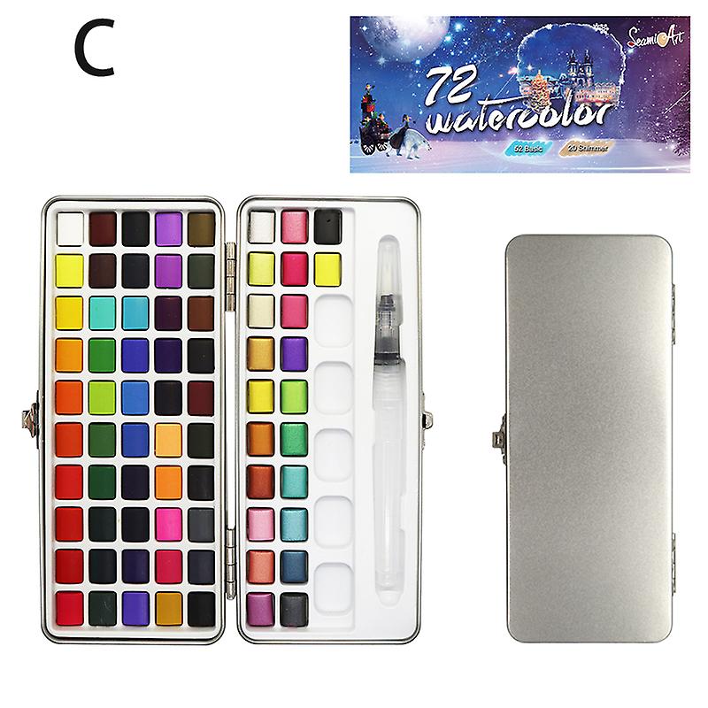 Set di colori ad acquerello solidi 50/72/90 colori, scatola di metallo portatile, pigmento per acquerello