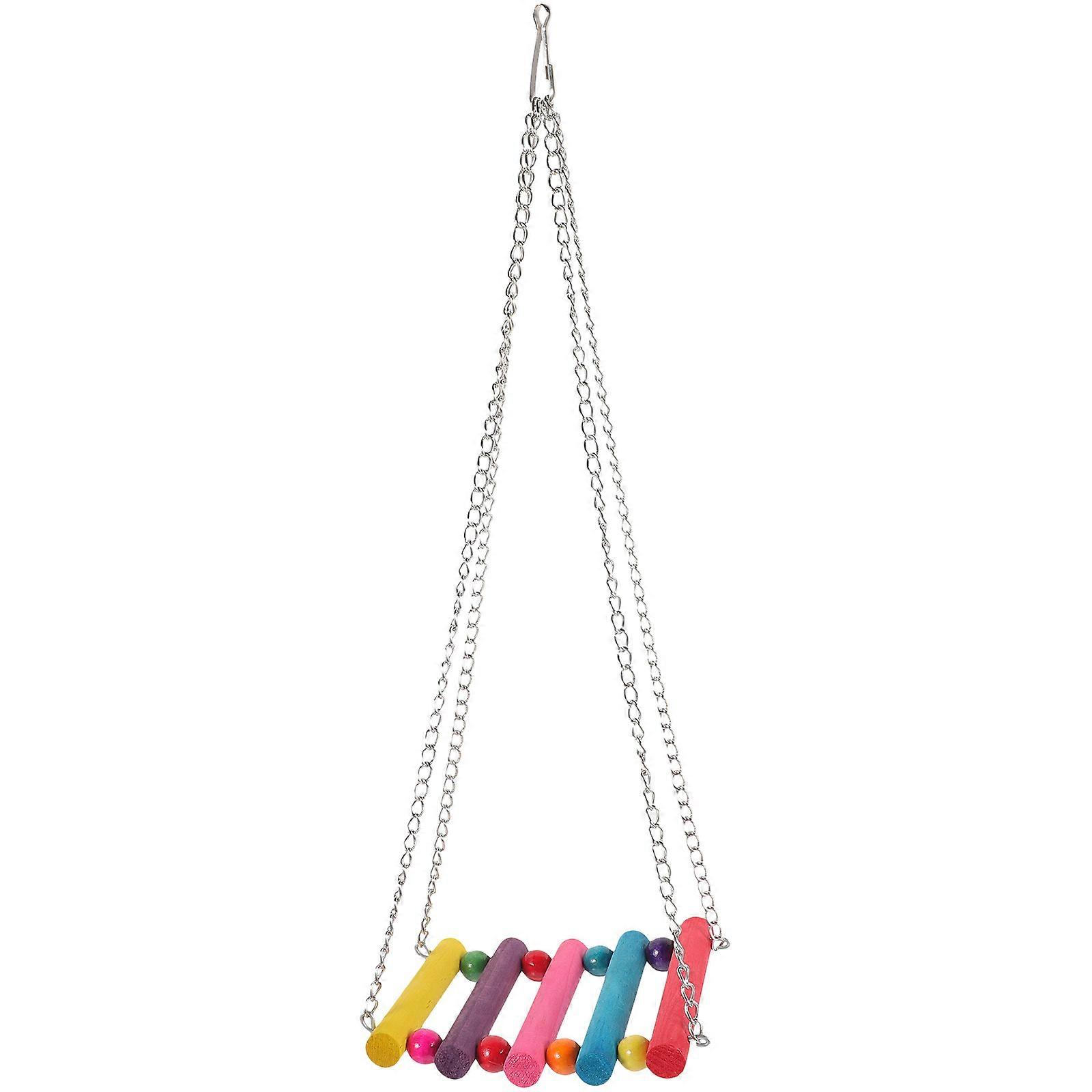 Cage Parrot Swing Suspend Bird Perch Stand Toy Assorted Color 1Set