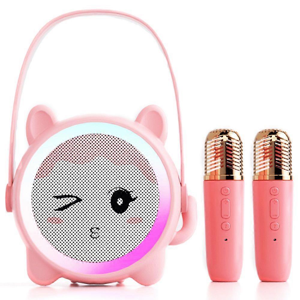 Set Karaoke Difuzor Wireless cu 2 Microfoane pentru Copii Desene Animate Design Drăguț BT Sistem Audio